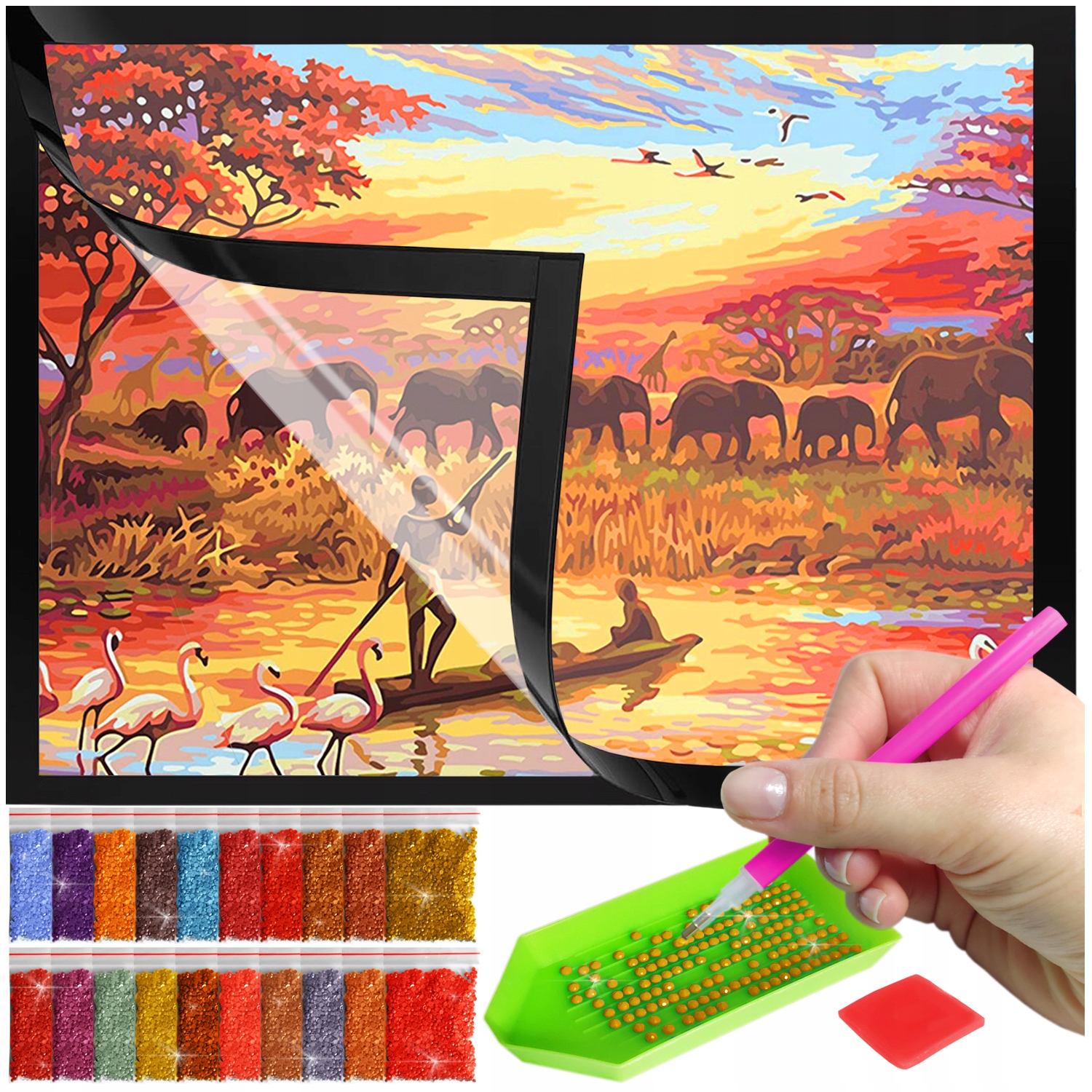 Zestaw: Diamond painting 30x40 (DP085)+ magnetyczna ramka