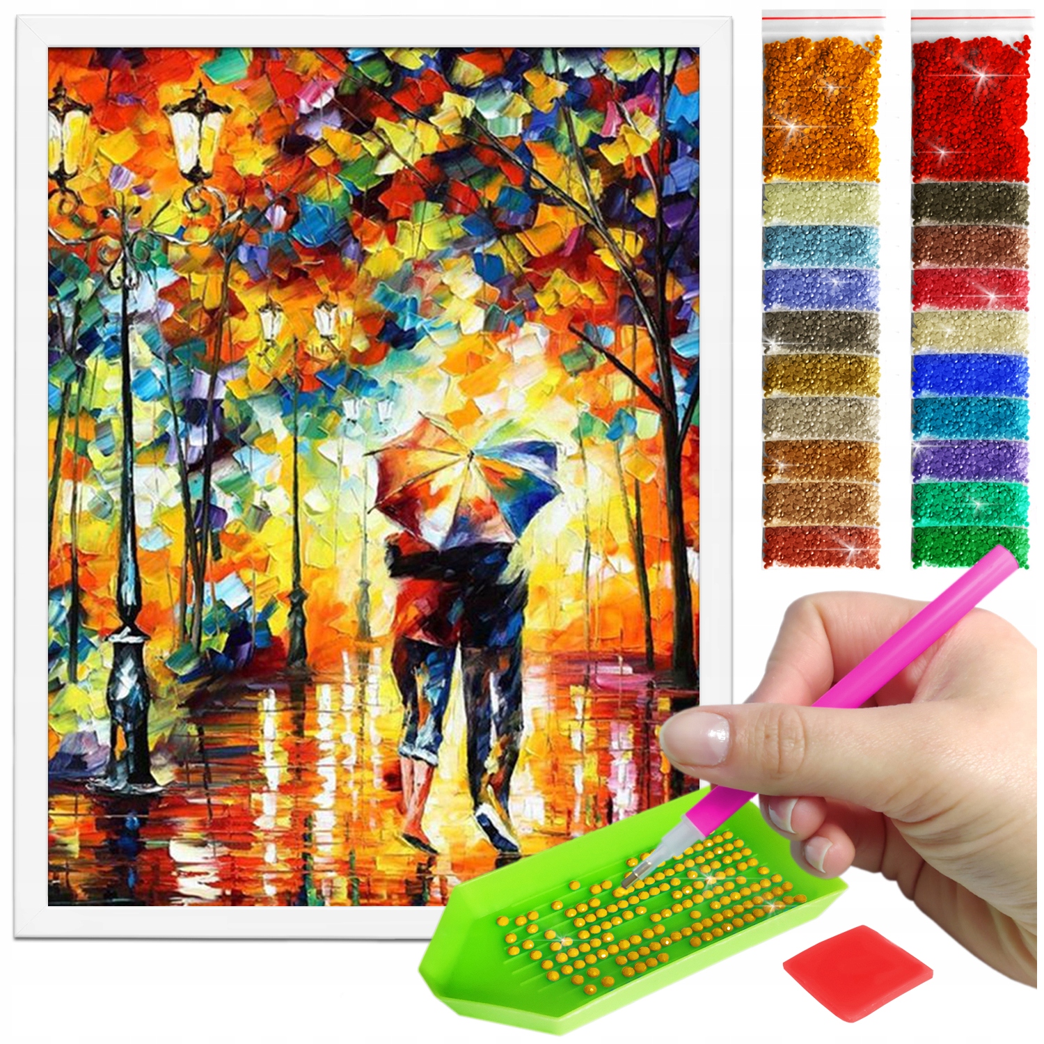 Zestaw: Diamond painting 30x40 (DP027)+ biała ramka