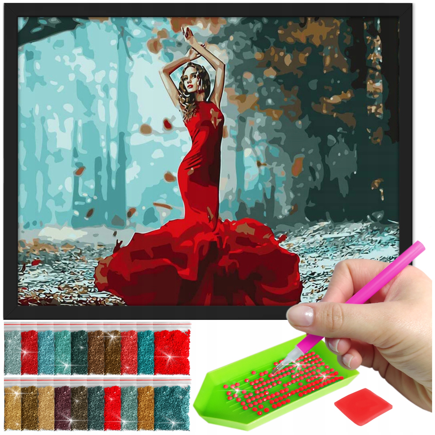 Zestaw: Diamond painting 30x40 (DP083)+ czarna ramka