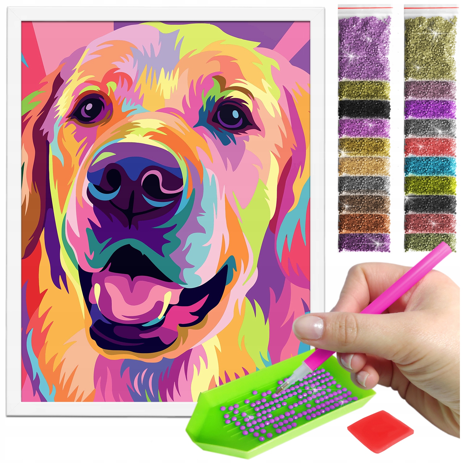 Zestaw: Diamond painting 30x40 (DP191)+ biała ramka