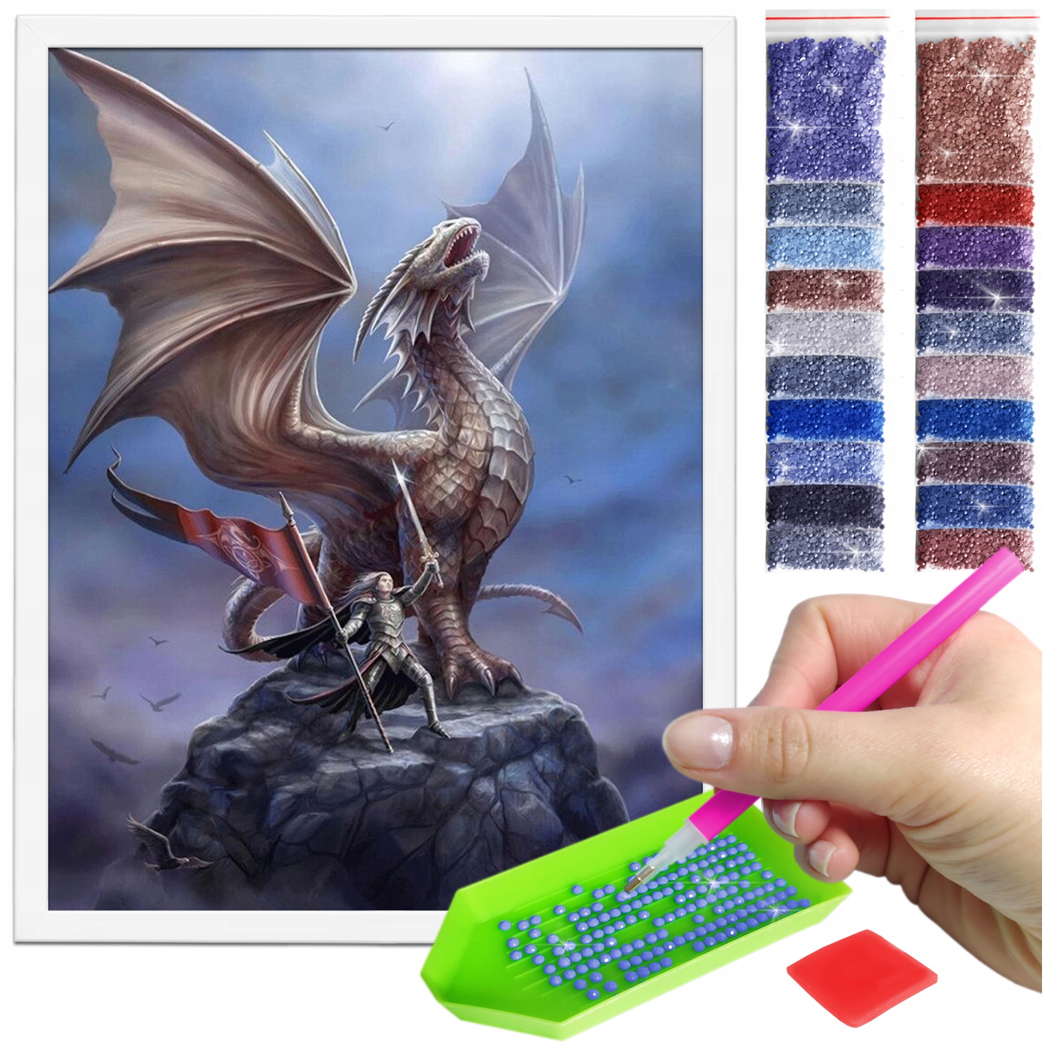 Zestaw: Diamond painting 30x40 (DP065)+ biała ramka