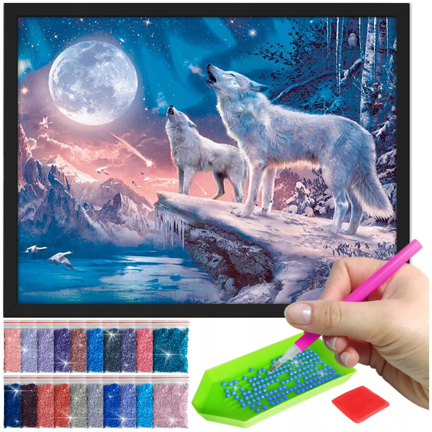 Zestaw: Diamond painting 30x40 (DP040)+ czarna ramka