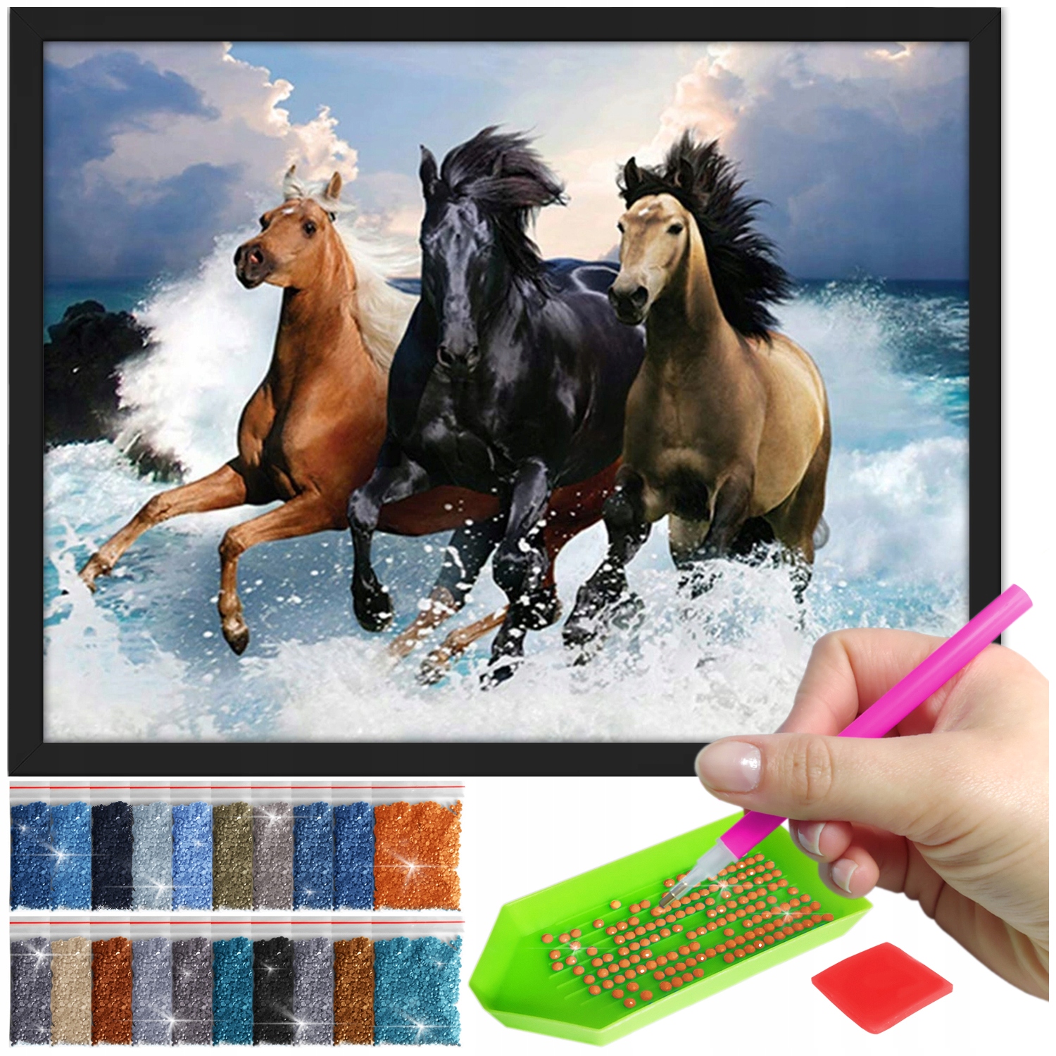 Zestaw: Diamond painting 30x40 (DP066)+ czarna ramka