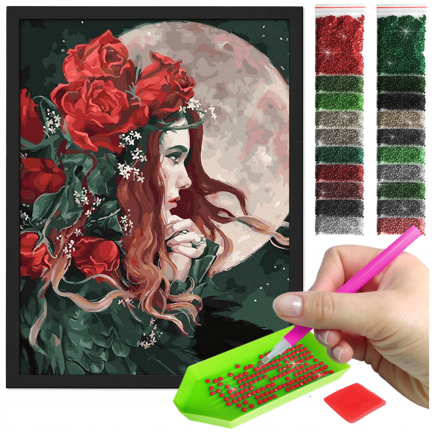 Zestaw: Diamond painting 30x40 (DP230)+ czarna ramka