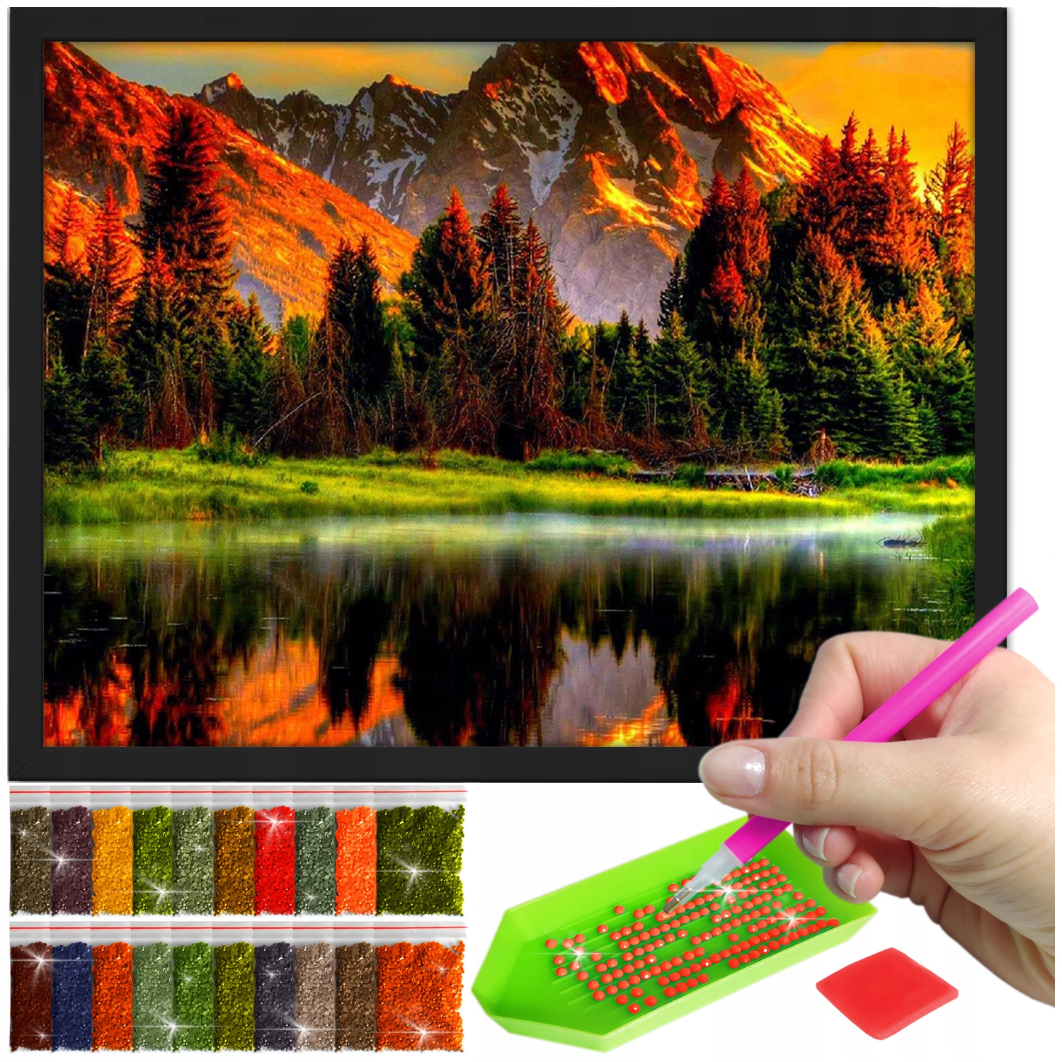 Zestaw: Diamond painting 30x40 (DP031)+ czarna ramka