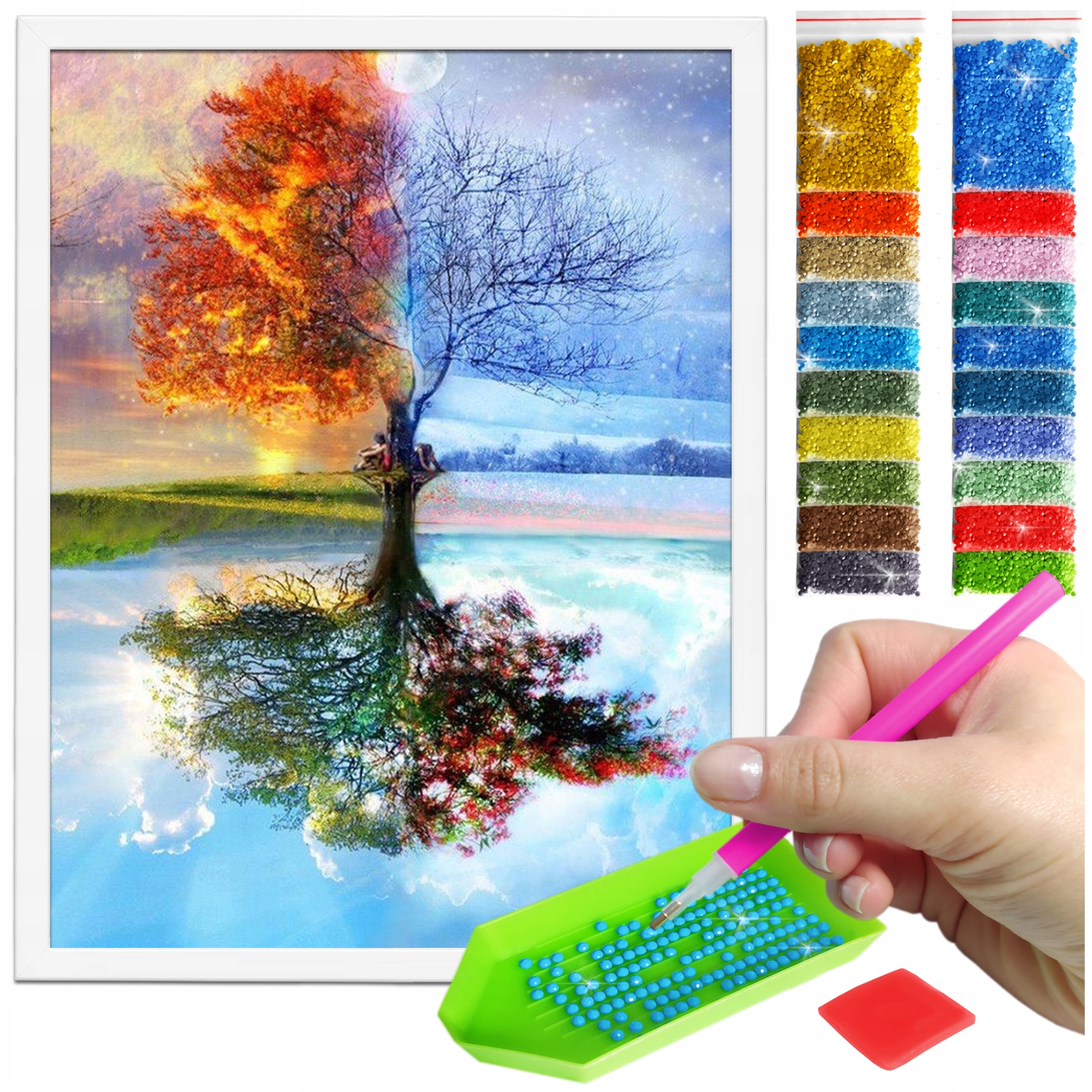 Zestaw: Diamond painting 30x40 (DP111)+ biała ramka