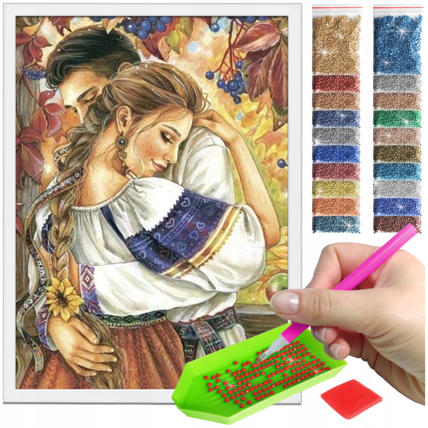Zestaw: Diamond painting 30x40 (DP355) + biała ramka