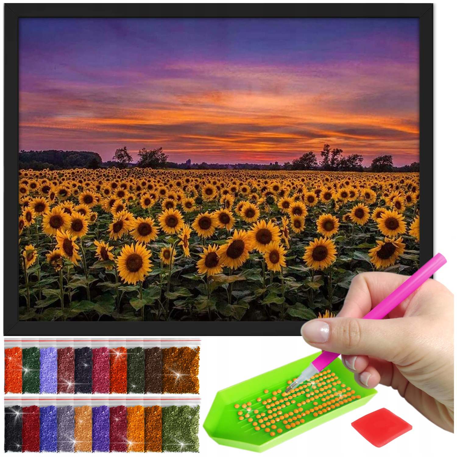 Zestaw: Diamond painting 30x40 (DP043)+ czarna ramka
