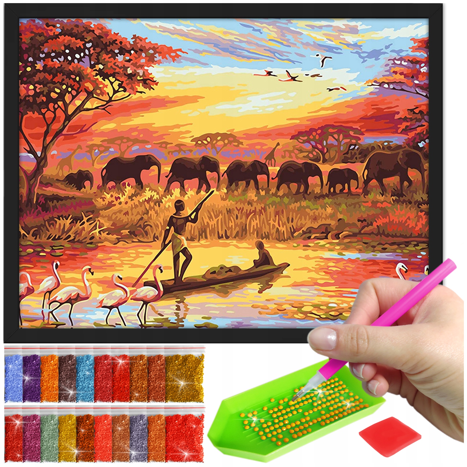 Zestaw: Diamond painting 30x40 (DP085)+ czarna ramka