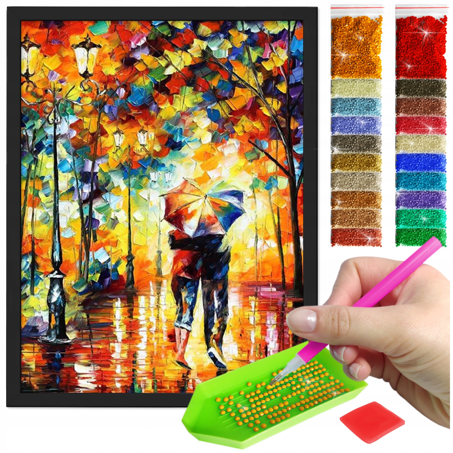 Zestaw: Diamond painting 30x40 (DP027)+ czarna ramka