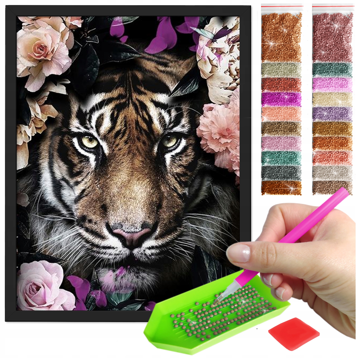 Zestaw: Diamond painting 30x40 (DP120)+ czarna ramka