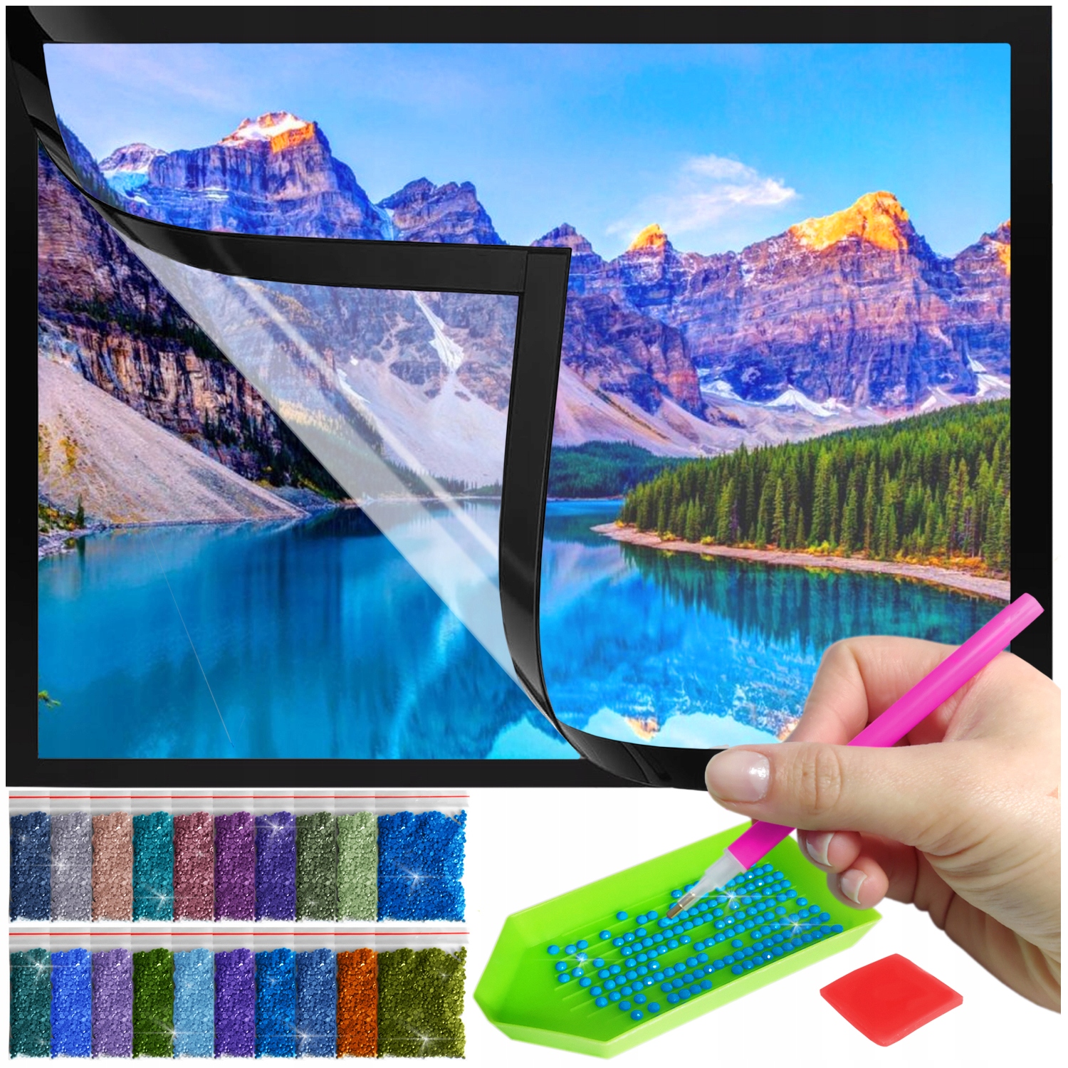 Zestaw: Diamond painting 30x40 (DP026)+ magnetyczna ramka