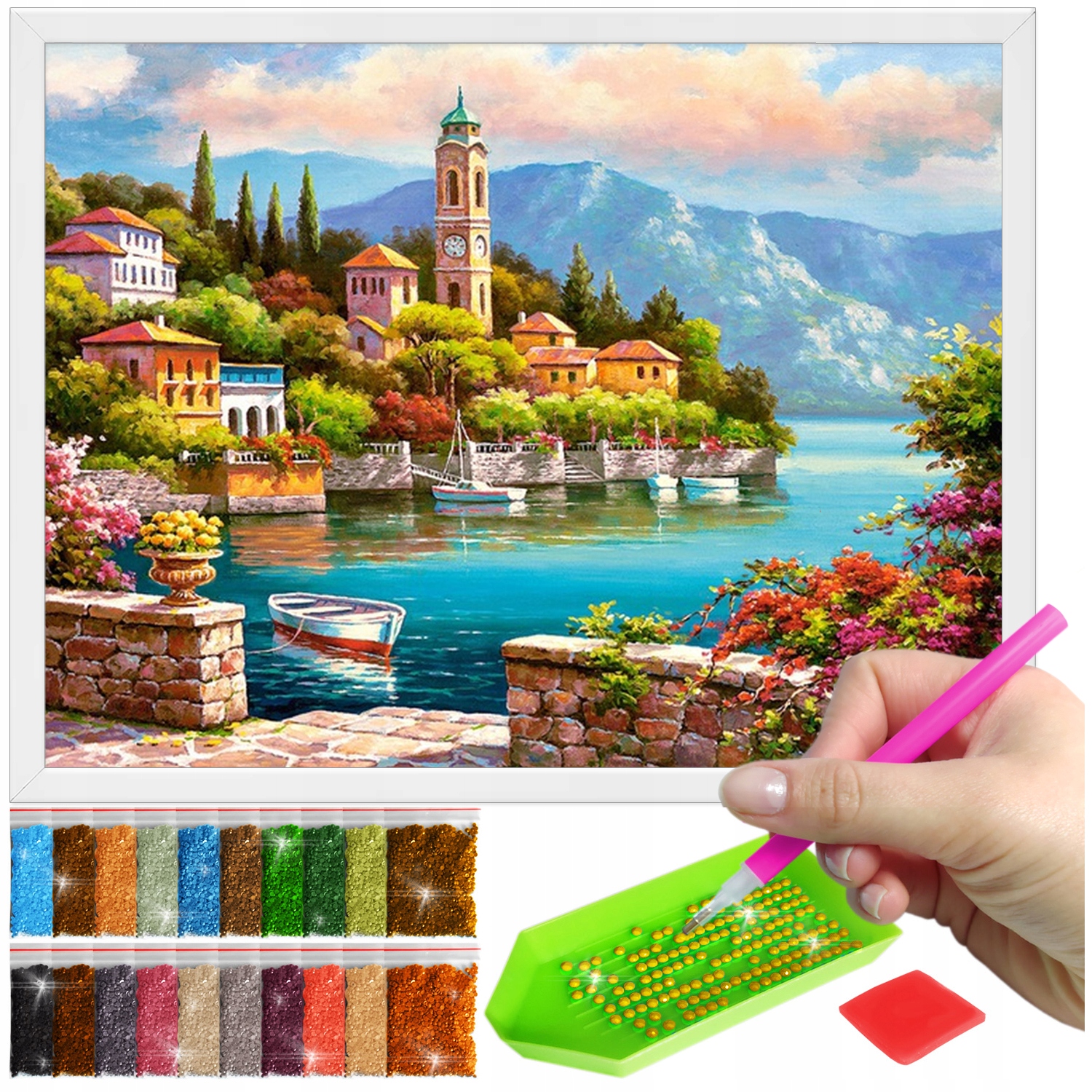 Zestaw: Diamond painting 30x40 (DP177)+ biała ramka