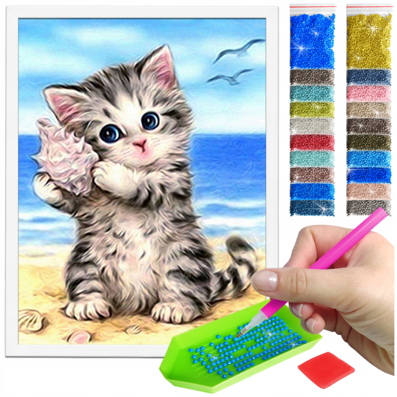 Zestaw: Diamond painting 30x40 (DP115)+ biała ramka