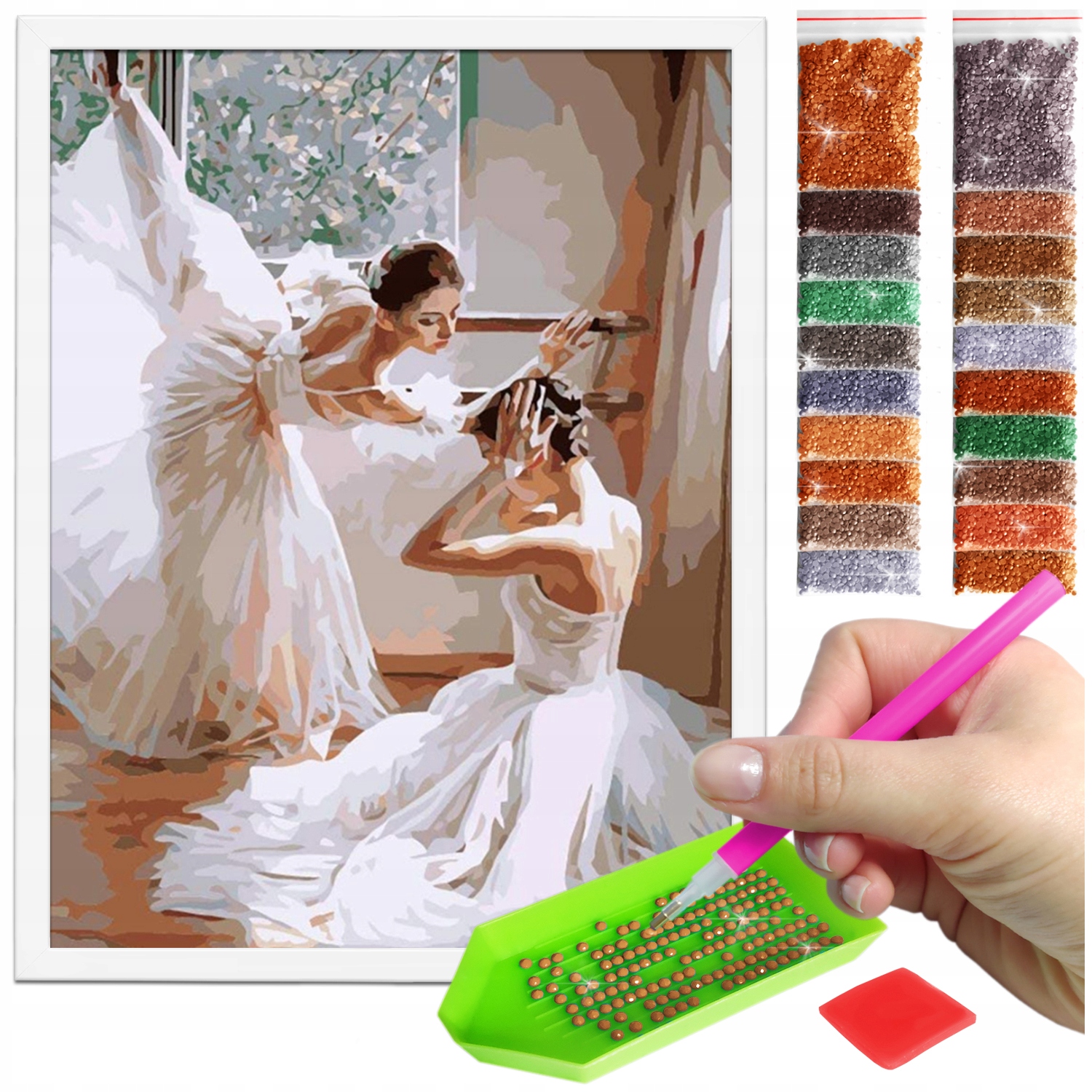 Zestaw: Diamond painting 30x40 (DP082)+ biała ramka