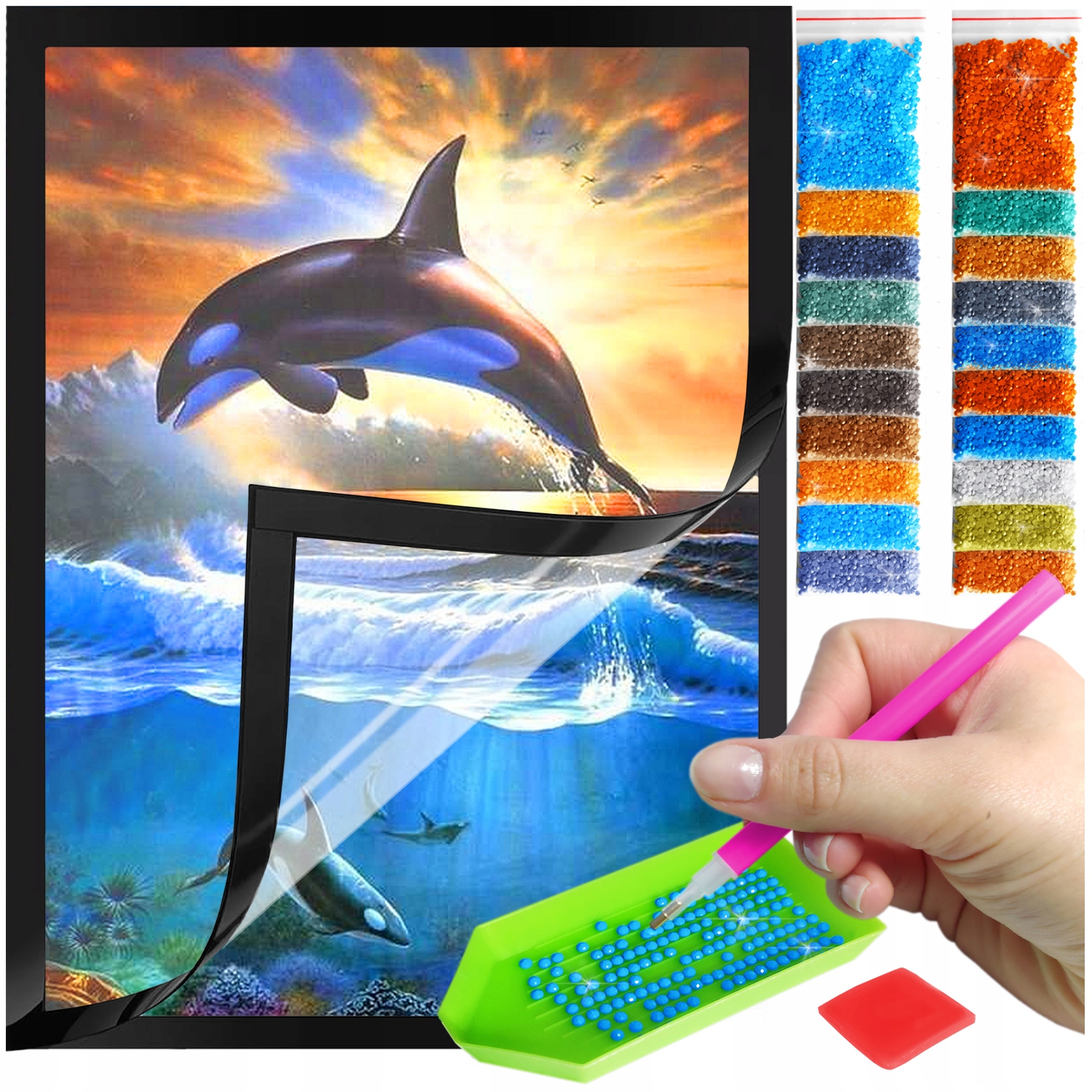 Zestaw: Diamond painting 30x40 (DP101)+ magnetyczna ramka