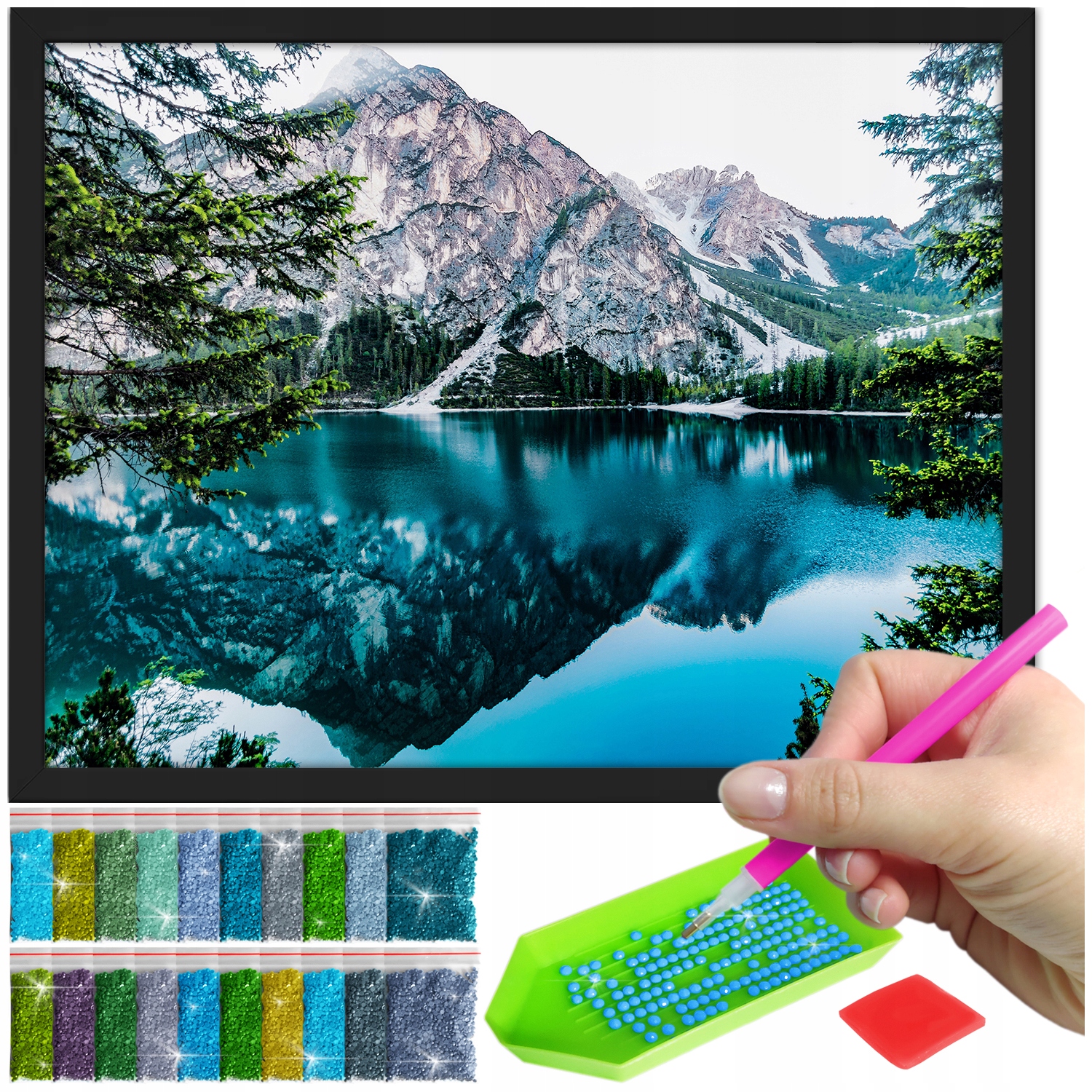 Zestaw: Diamond painting 30x40 (DP070)+ czarna ramka