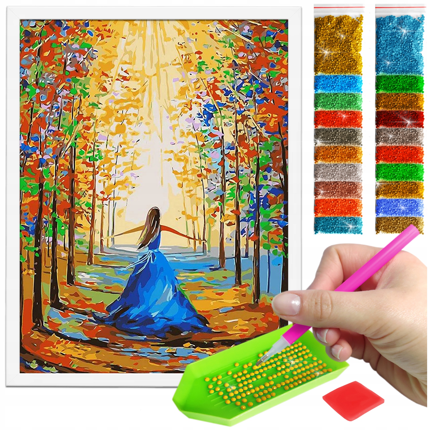 Zestaw: Diamond painting 30x40 (DP042)+ biała ramka