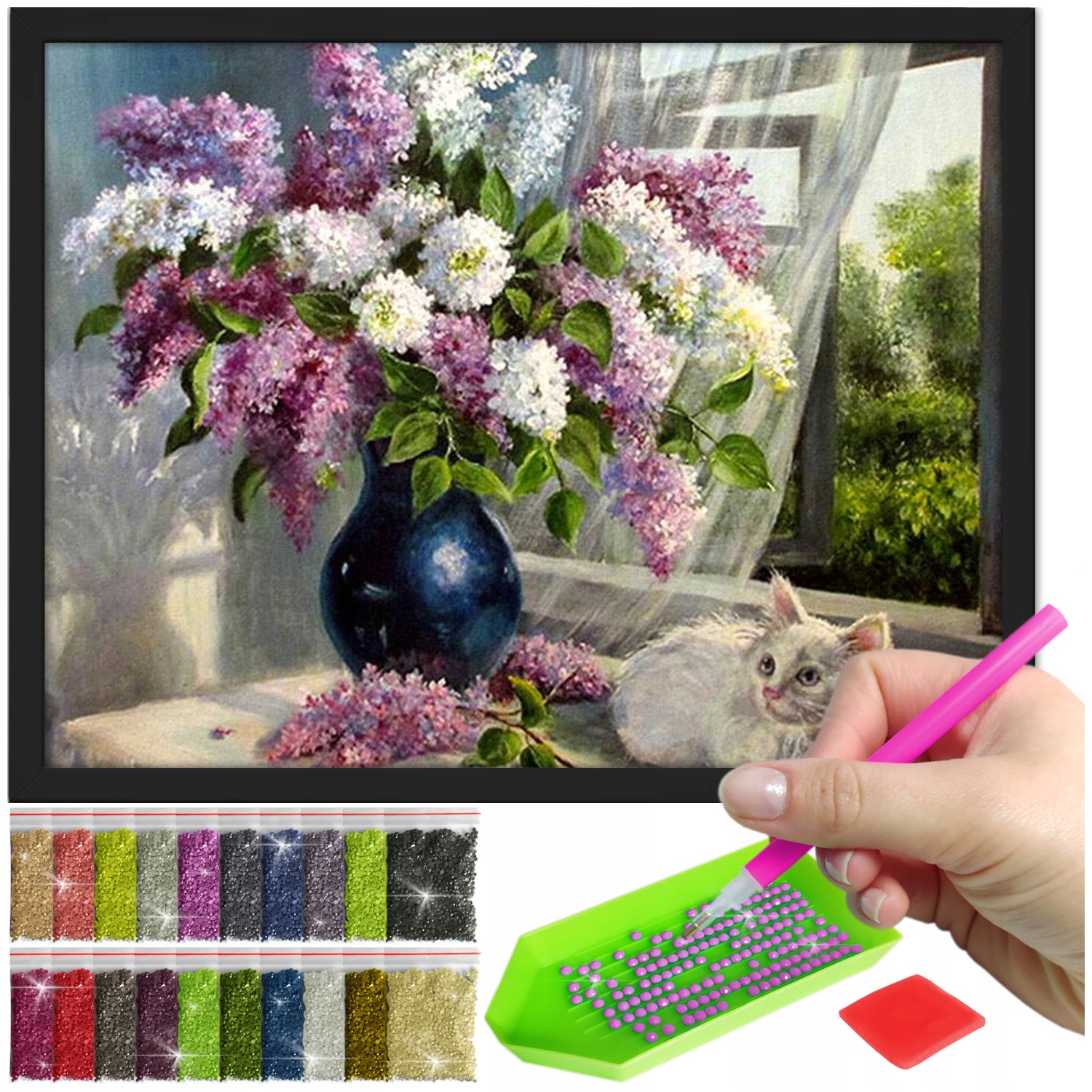 Zestaw: Diamond painting 30x40 (DP078)+ czarna ramka