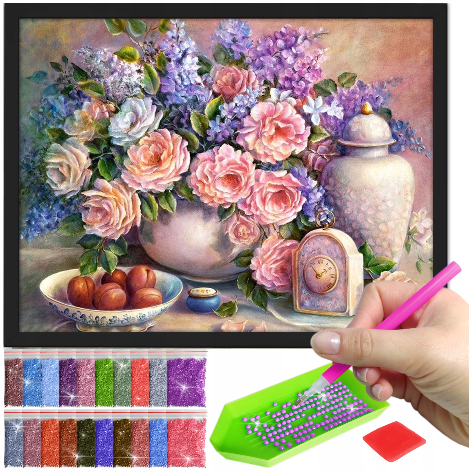 Zestaw: Diamond painting 30x40 (DP100)+ czarna ramka
