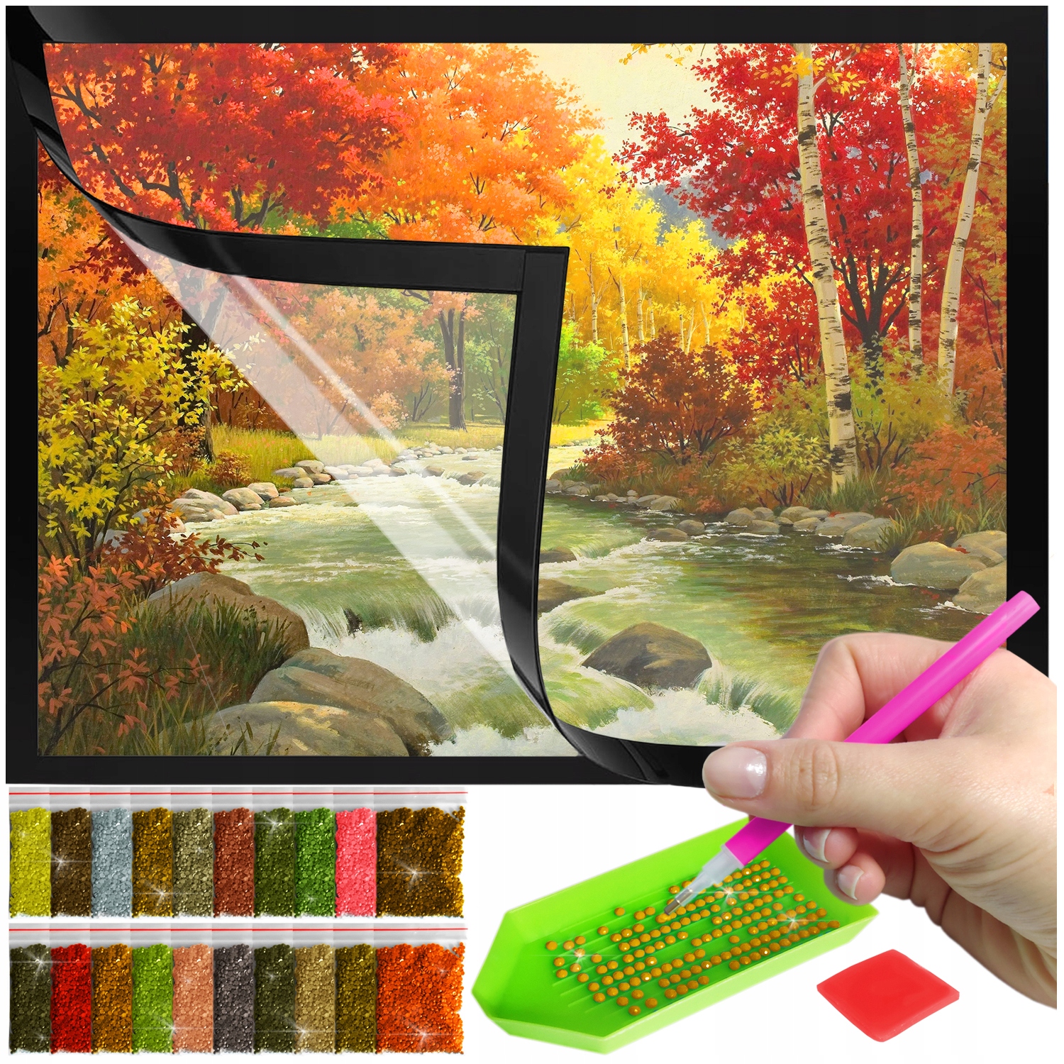 Zestaw: Diamond painting 30x40 (DP149)+ magnetyczna ramka