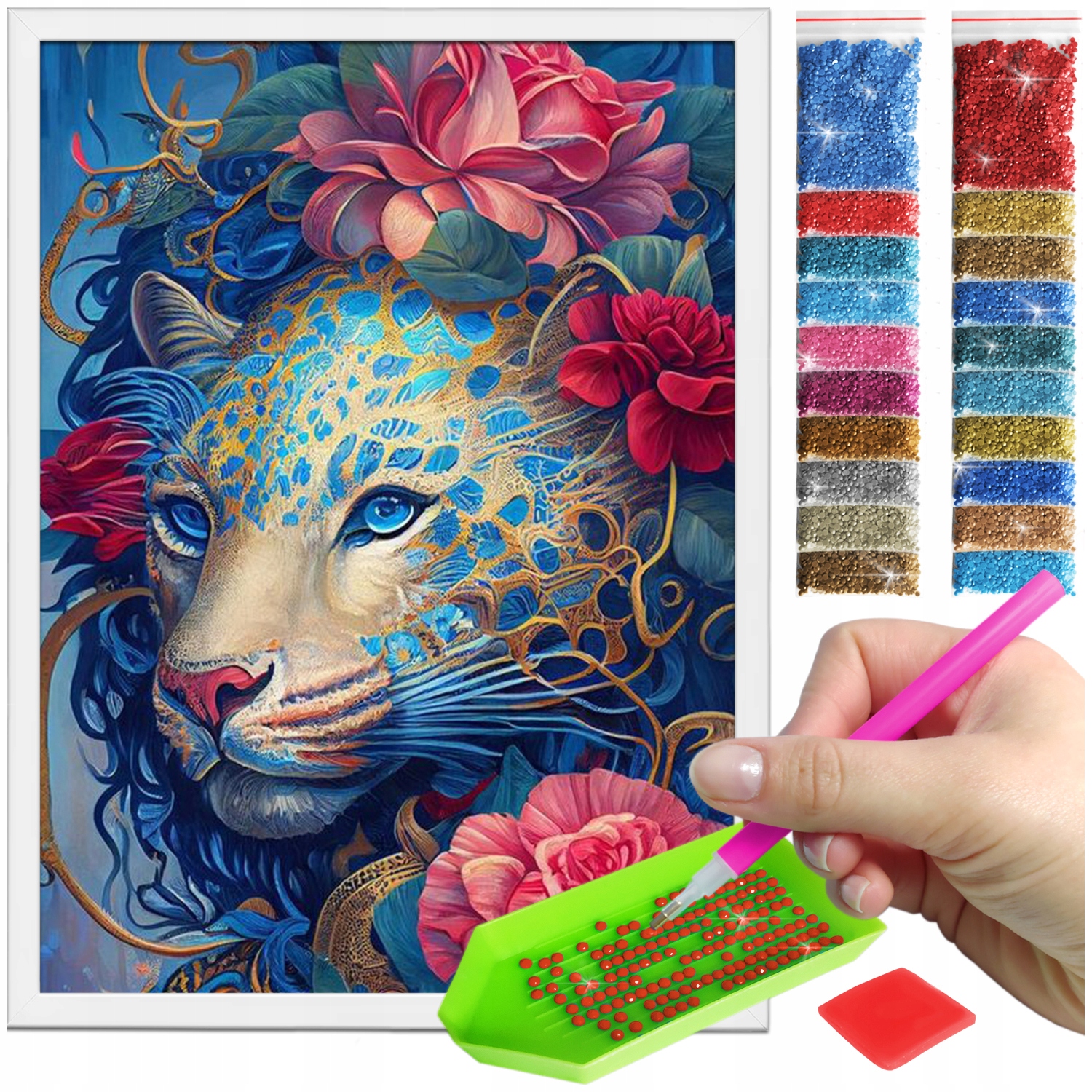 Zestaw: Diamond painting 30x40 (DP378) + biała ramka