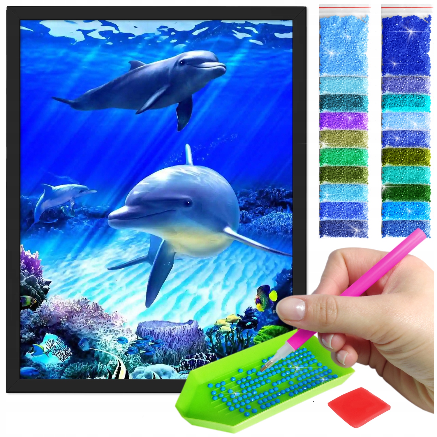 Zestaw: Diamond painting 30x40 (DP130)+ czarna ramka
