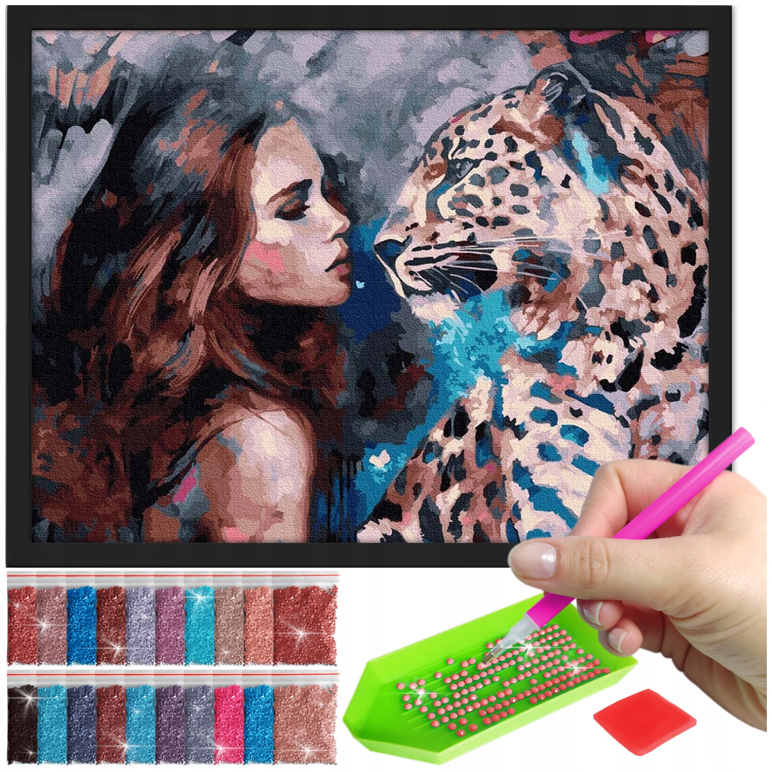 Zestaw: Diamond painting 30x40 (DP095)+ czarna ramka