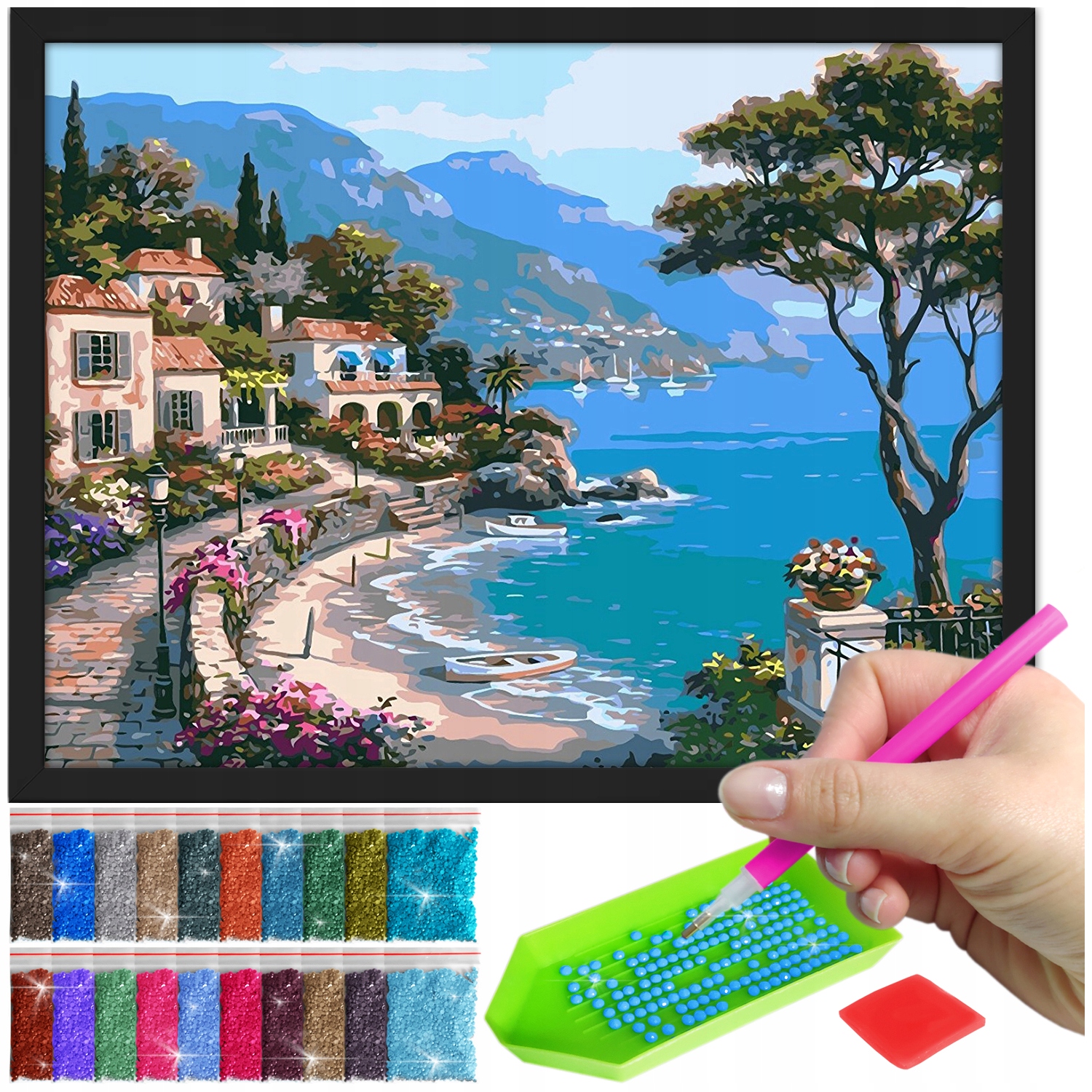 Zestaw: Diamond painting 30x40 (DP074)+ czarna ramka