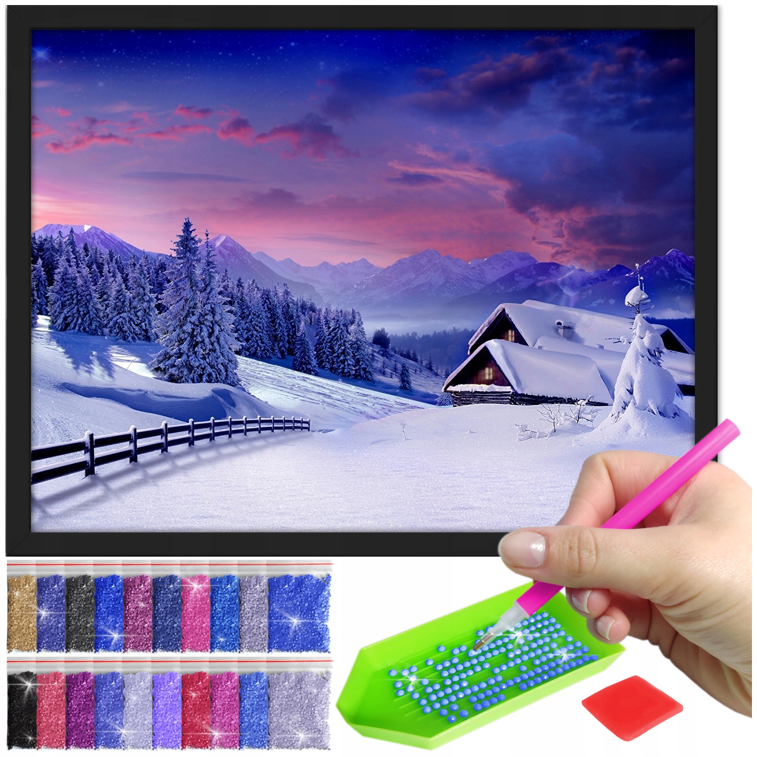 Zestaw: Diamond painting 30x40 (DP093)+ czarna ramka
