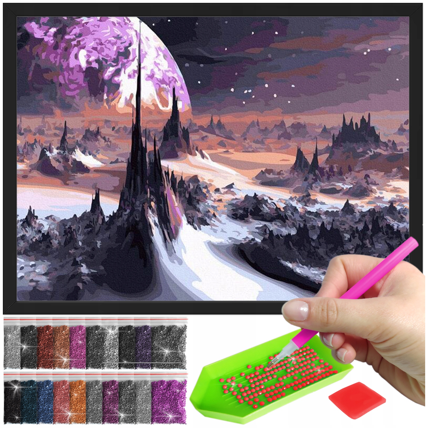 Zestaw: Diamond painting 30x40 (DP379) + czarna ramka