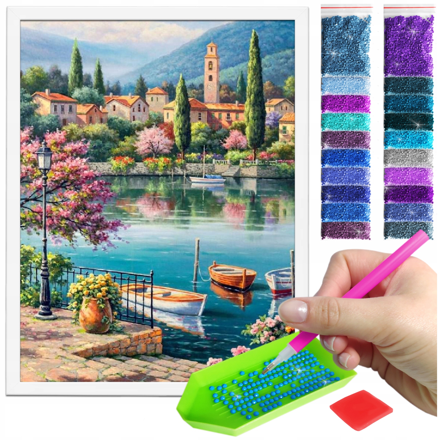 Zestaw: Diamond painting 30x40 (DP196)+ biała ramka