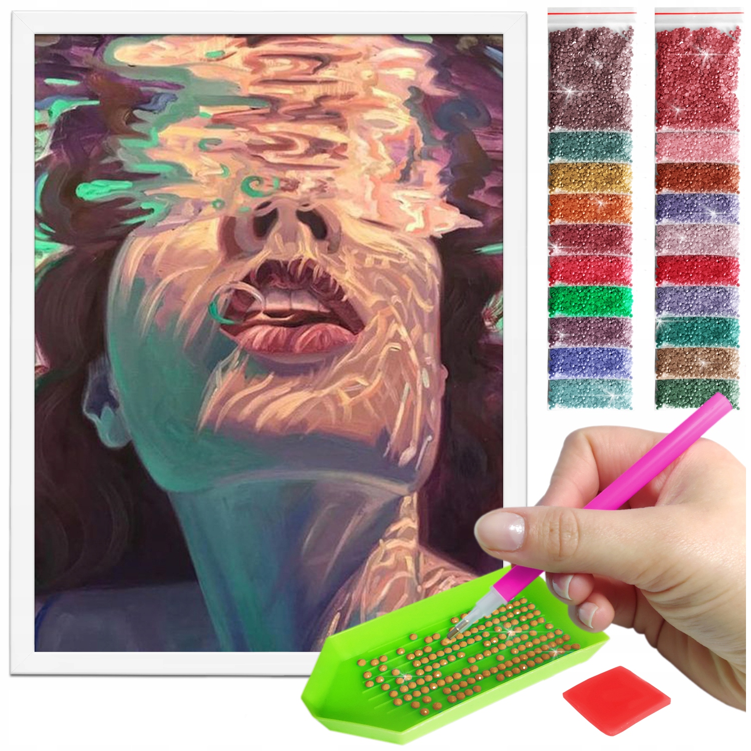 Zestaw: Diamond painting 30x40 (DP090)+ biała ramka