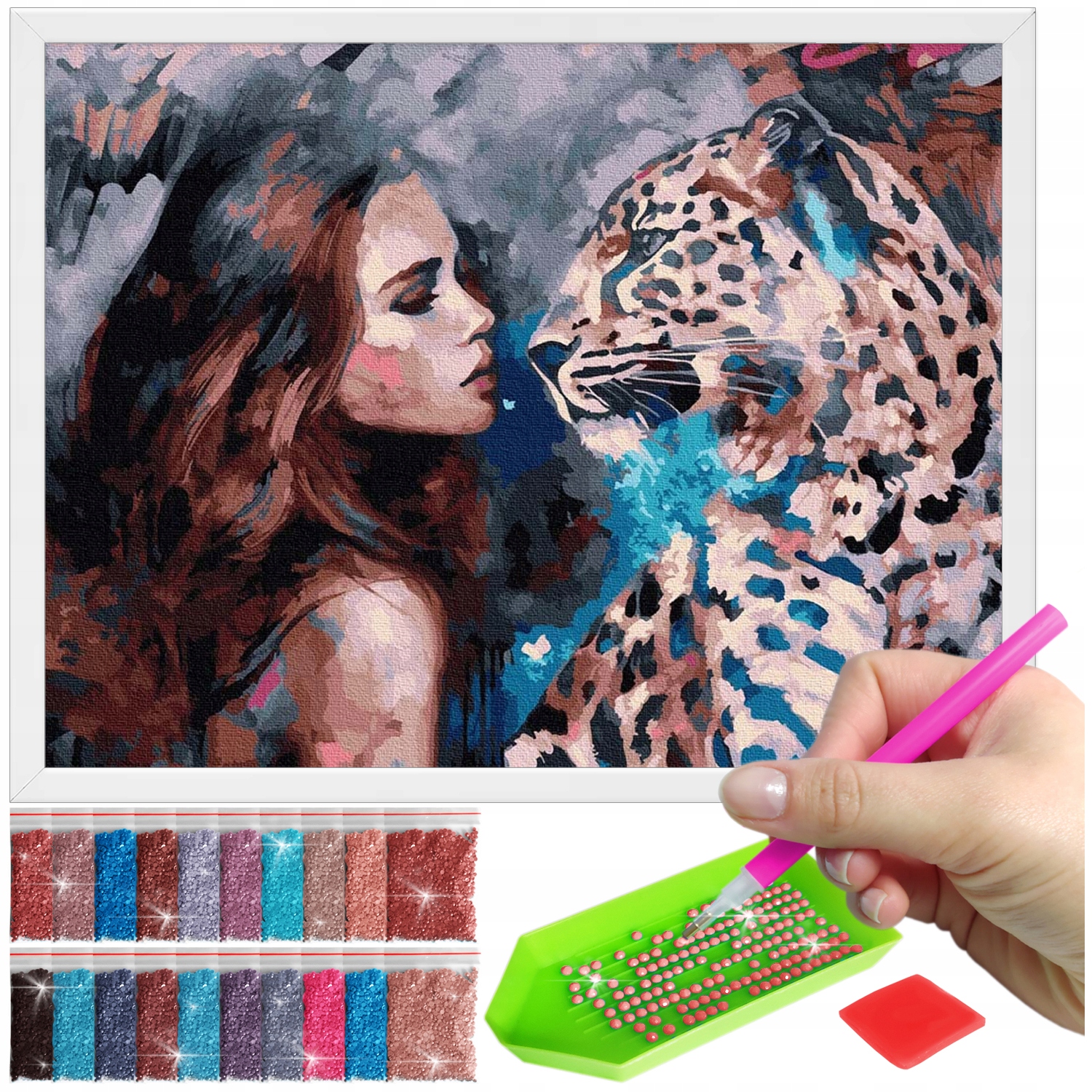 Zestaw: Diamond painting 30x40 (DP095)+ biała ramka