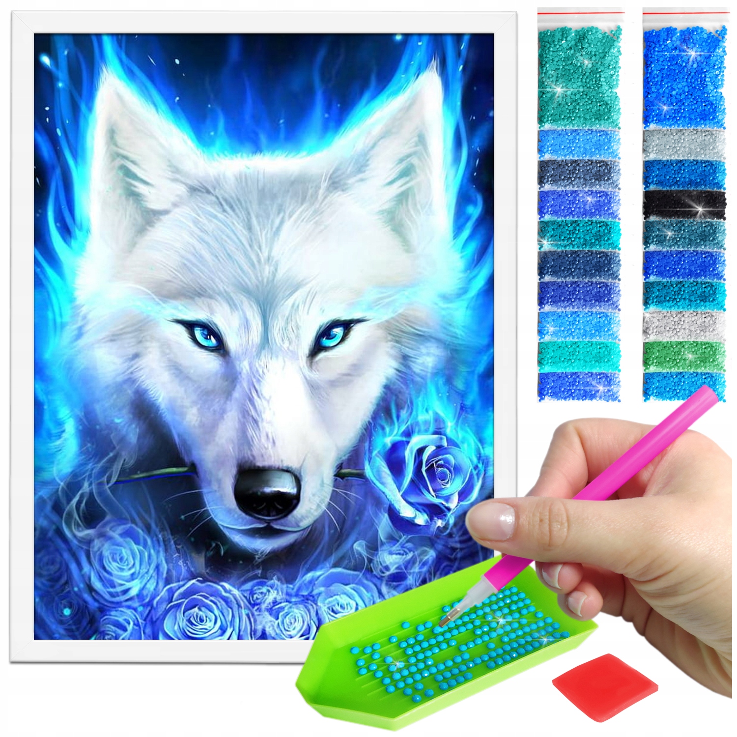 Zestaw: Diamond painting 30x40 (DP102)+ biała ramka
