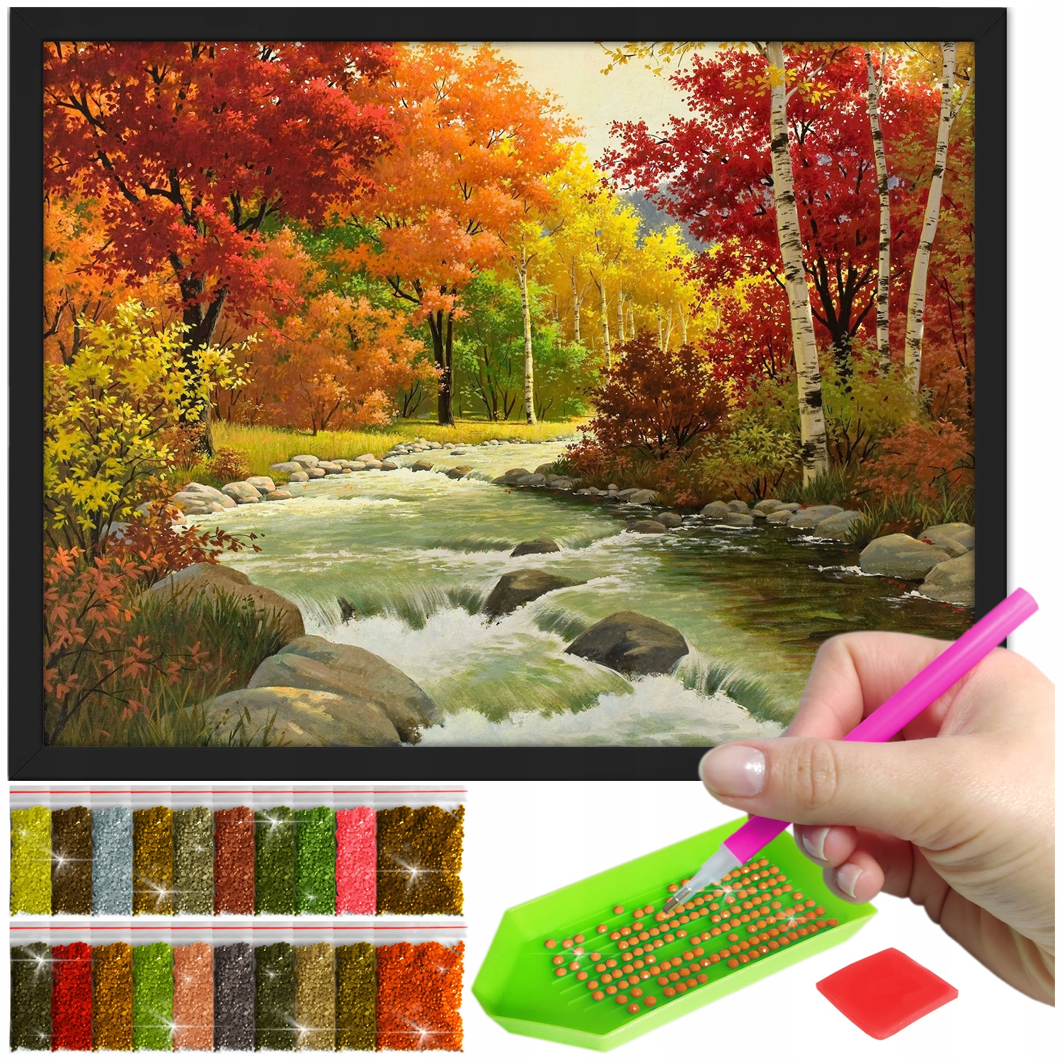 Zestaw: Diamond painting 30x40 (DP149)+ czarna ramka