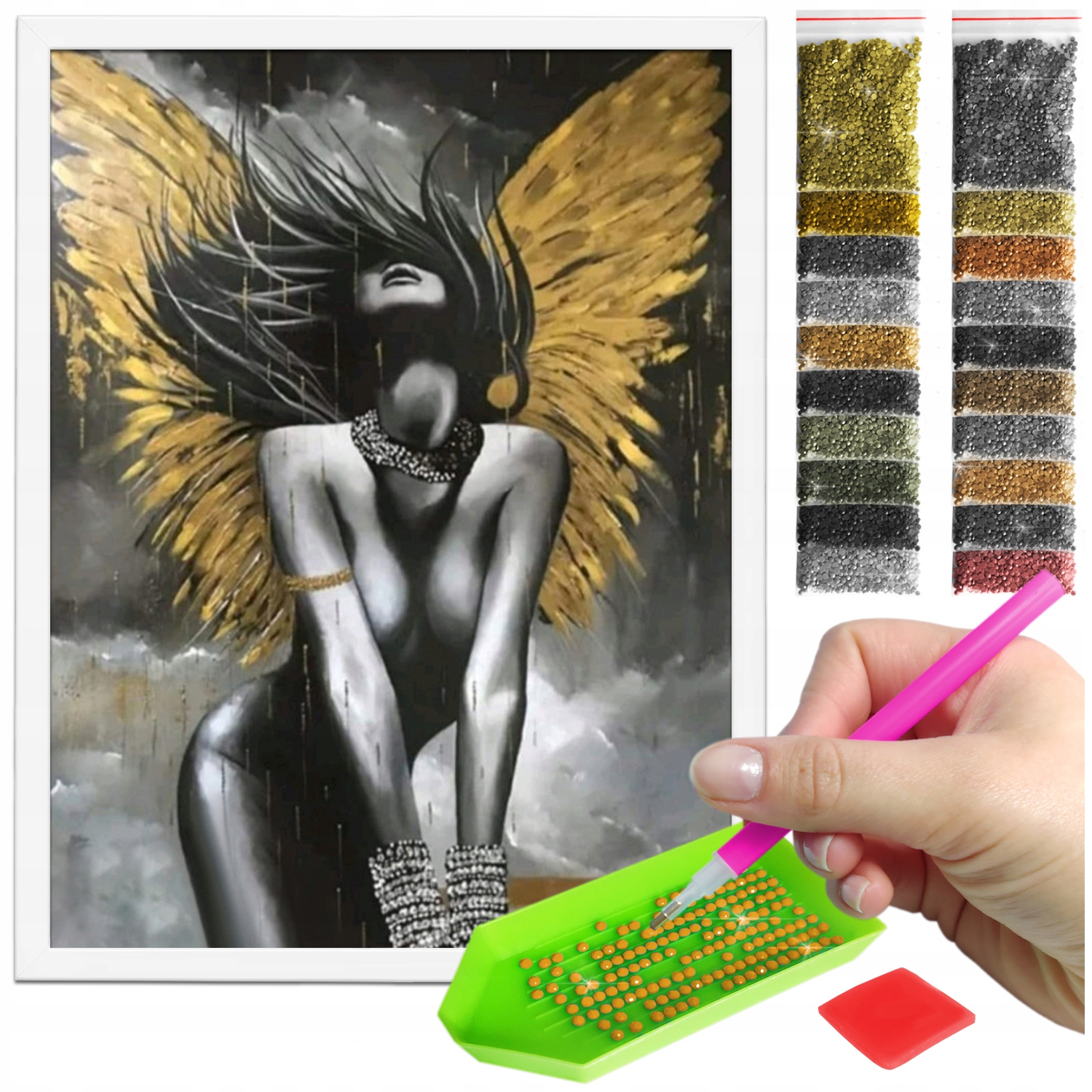 Zestaw: Diamond painting 30x40 (DP233)+ biała ramka