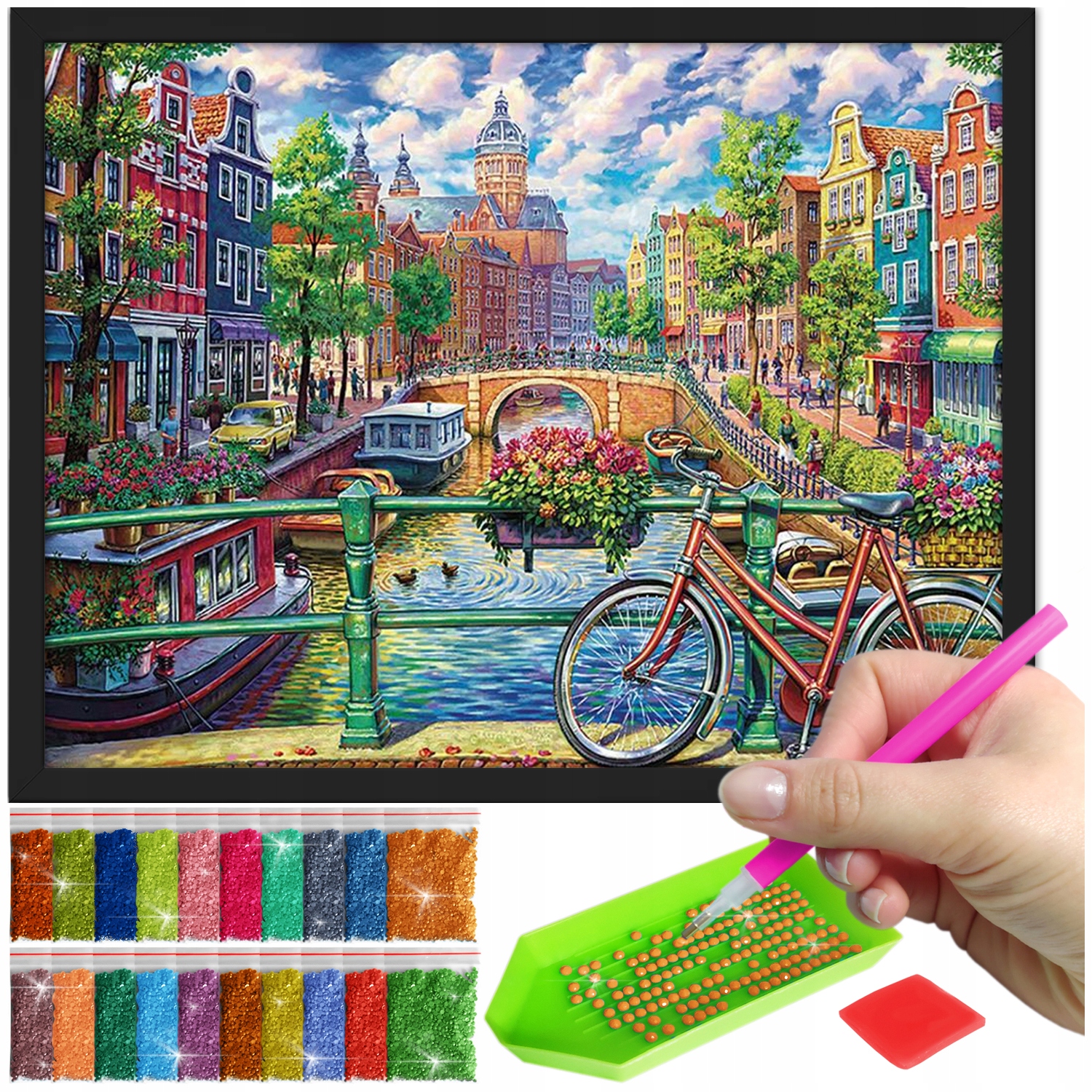 Zestaw: Diamond painting 30x40 (DP068)+ czarna ramka