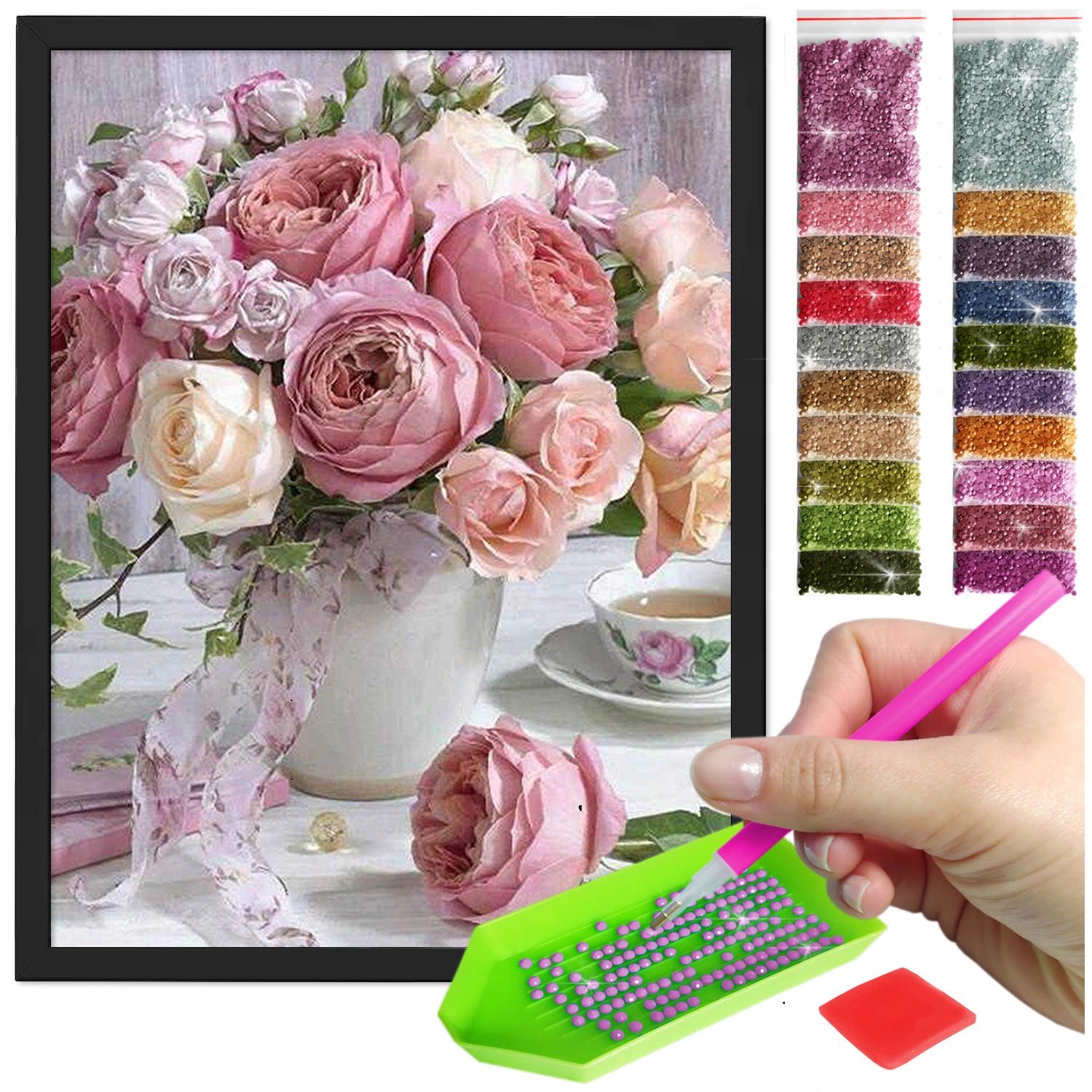 Zestaw: Diamond painting 30x40 (DP029)+ czarna ramka