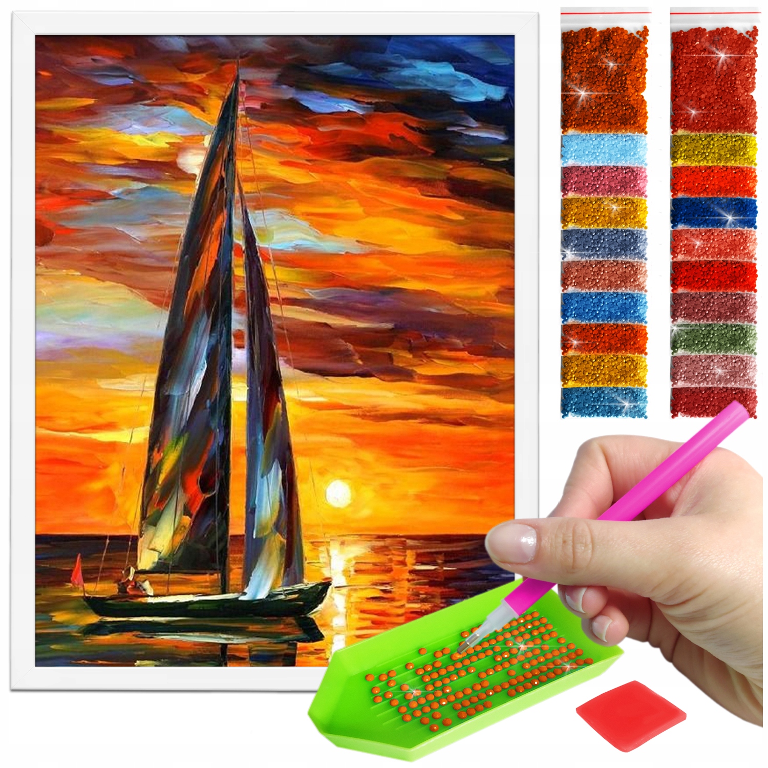 Zestaw: Diamond painting 30x40 (DP168)+ biała ramka