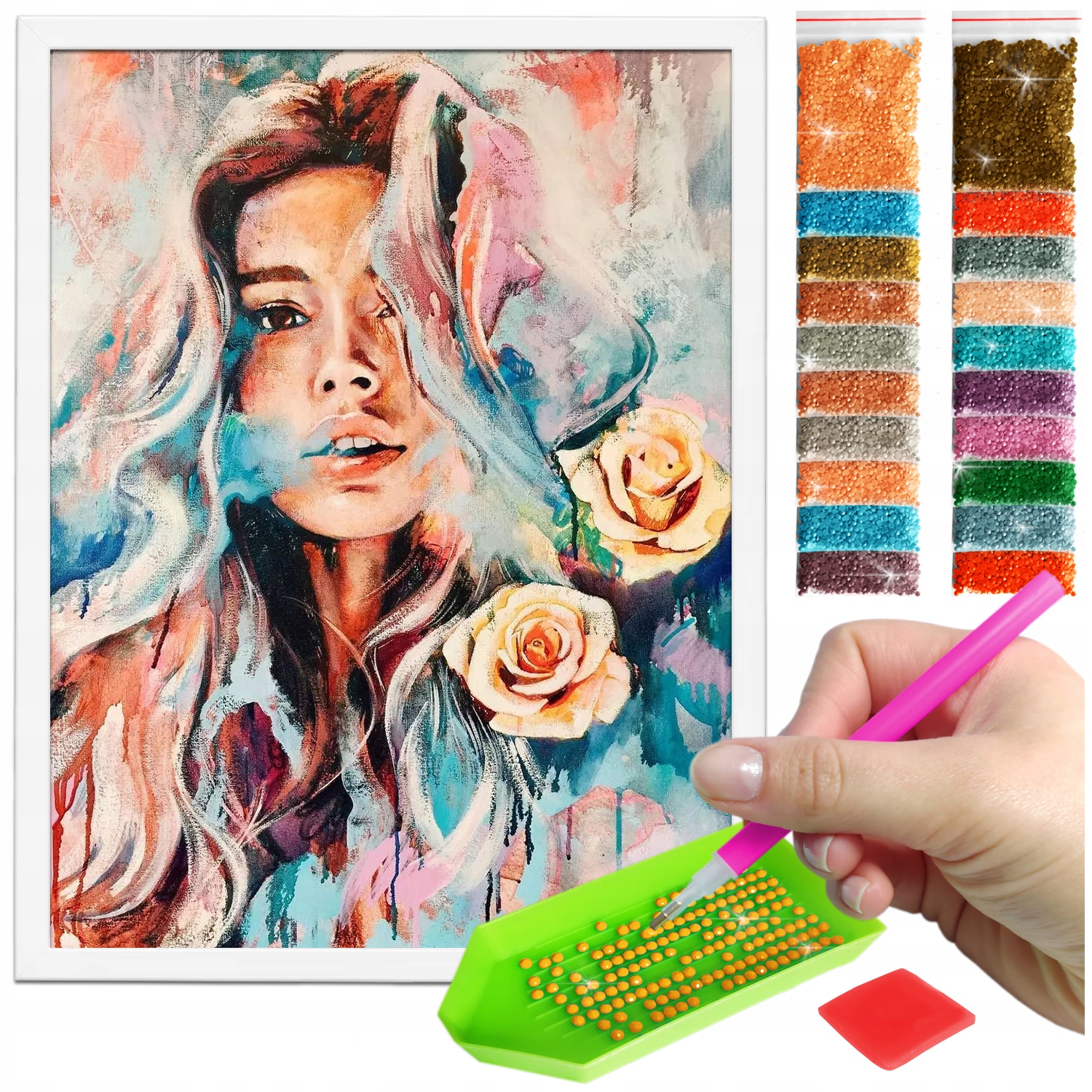 Zestaw: Diamond painting 30x40 (DP131)+ biała ramka