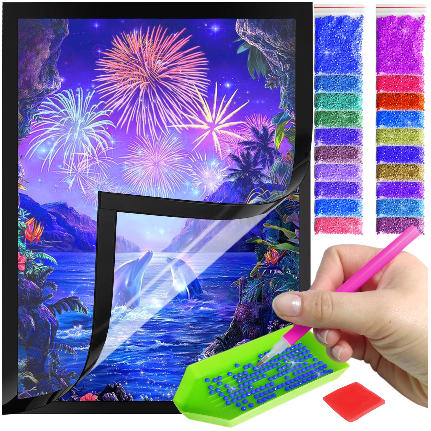 Zestaw: Diamond painting 30x40 (DP088)+ magnetyczna ramka
