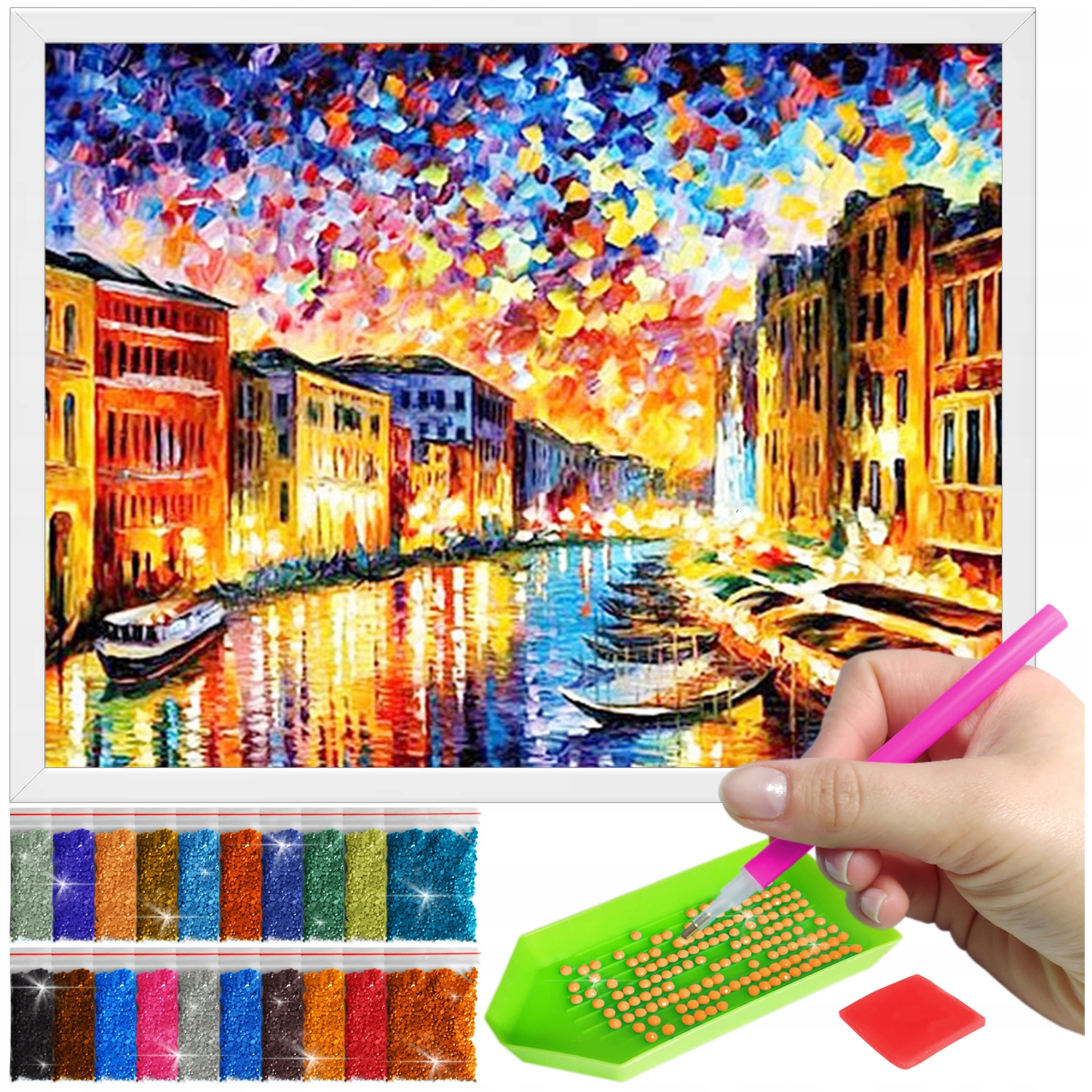 Zestaw: Diamond painting 30x40 (DP023)+ biała ramka