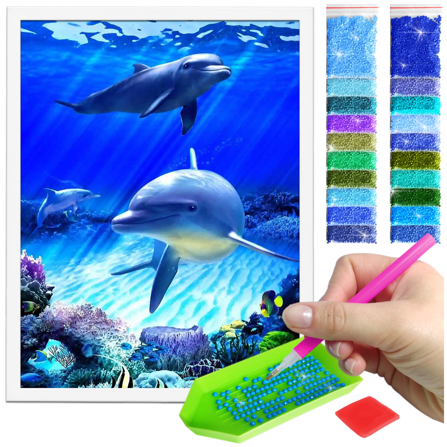 Zestaw: Diamond painting 30x40 (DP130)+ biała ramka