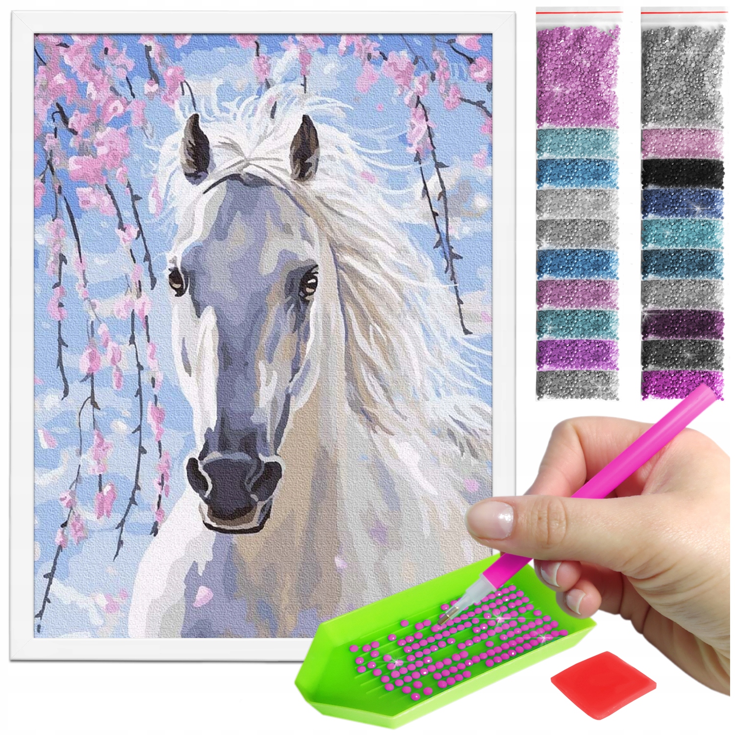 Zestaw: Diamond painting 30x40 (DP229)+ biała ramka