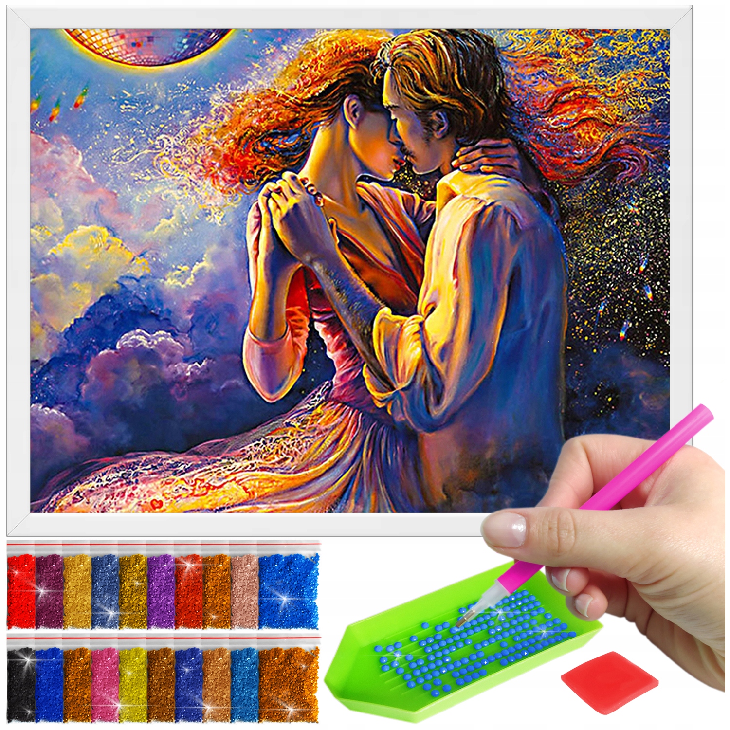 Zestaw: Diamond painting 30x40 (DP166)+ biała ramka