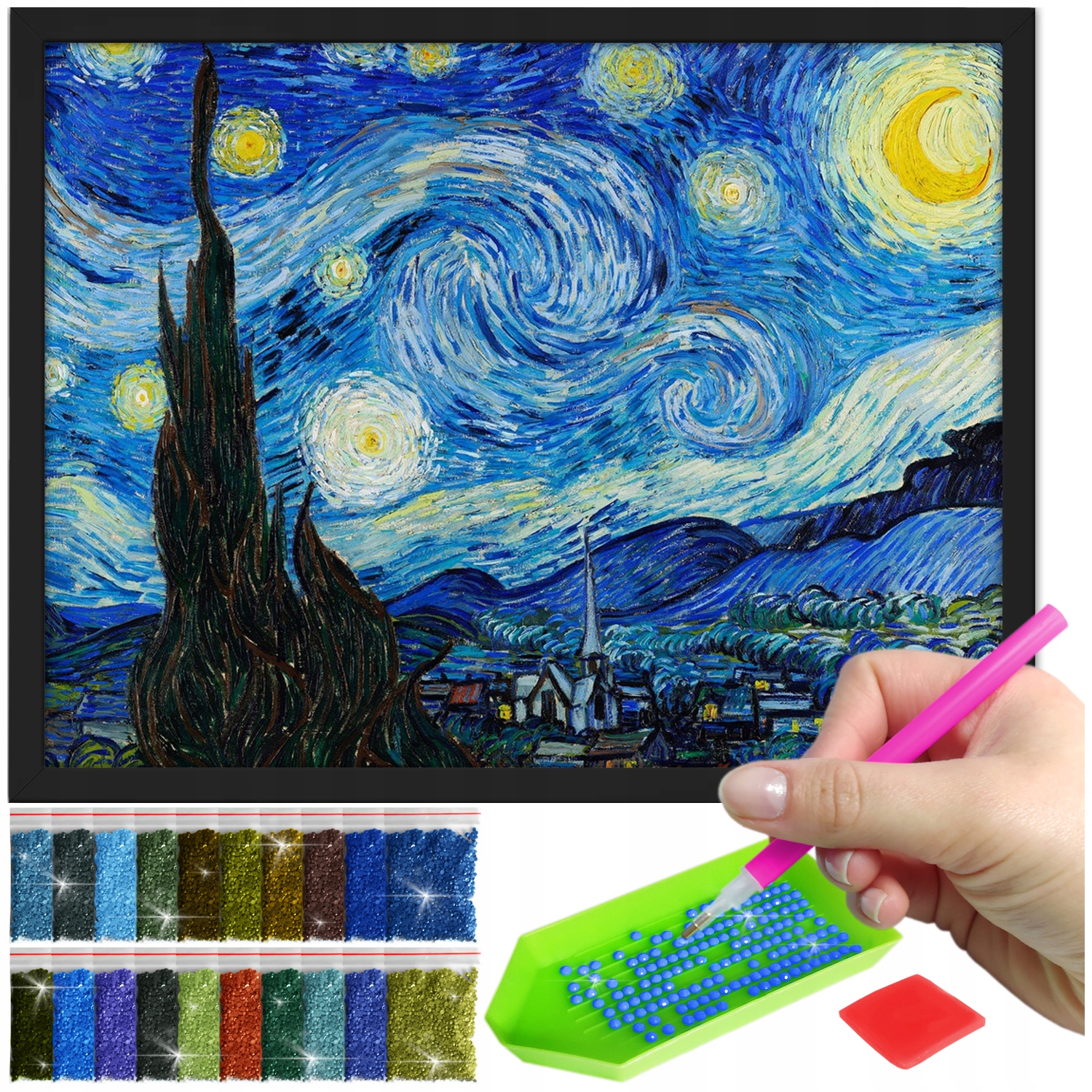 Zestaw: Diamond painting 30x40 (DP044)+ czarna ramka