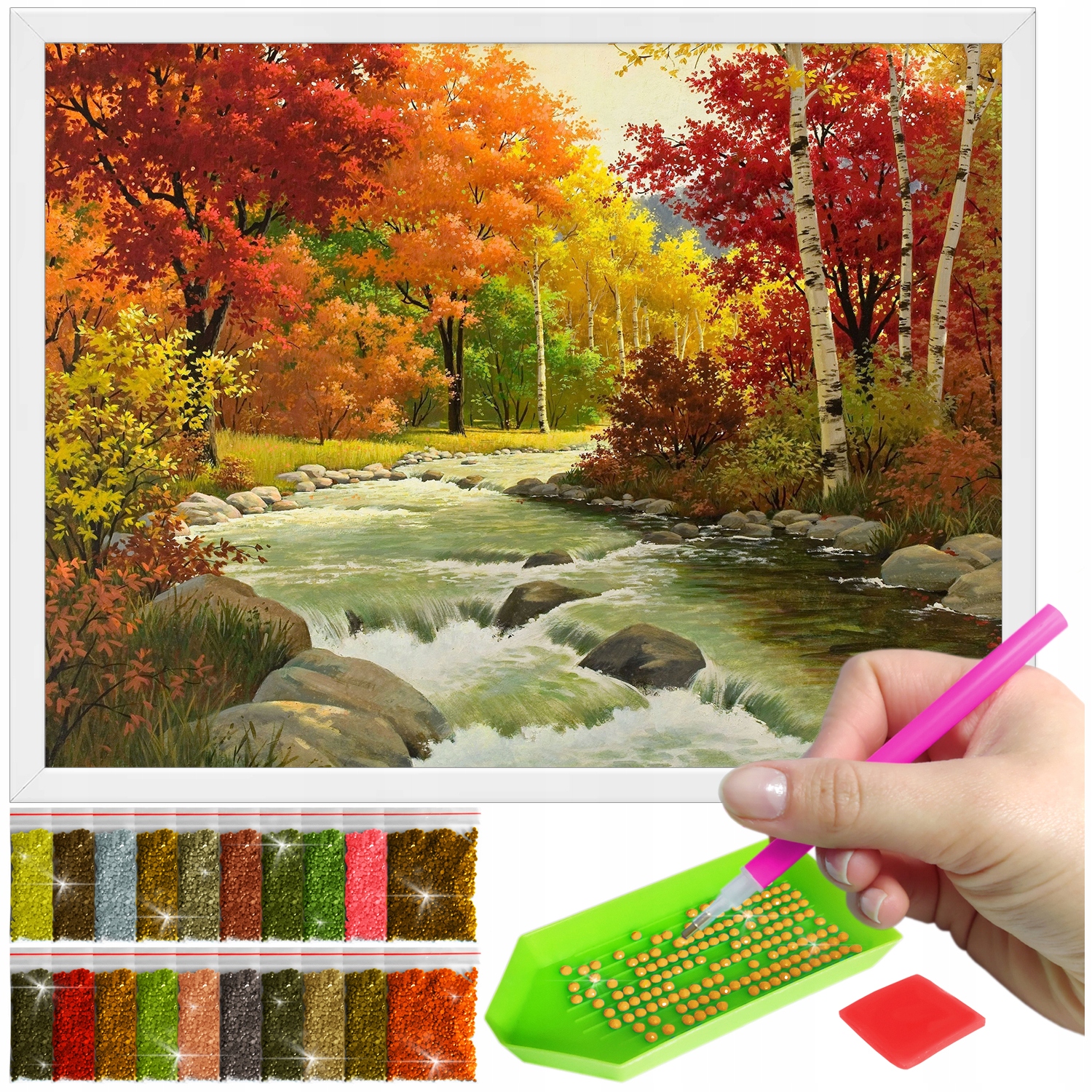 Zestaw: Diamond painting 30x40 (DP149)+ biała ramka