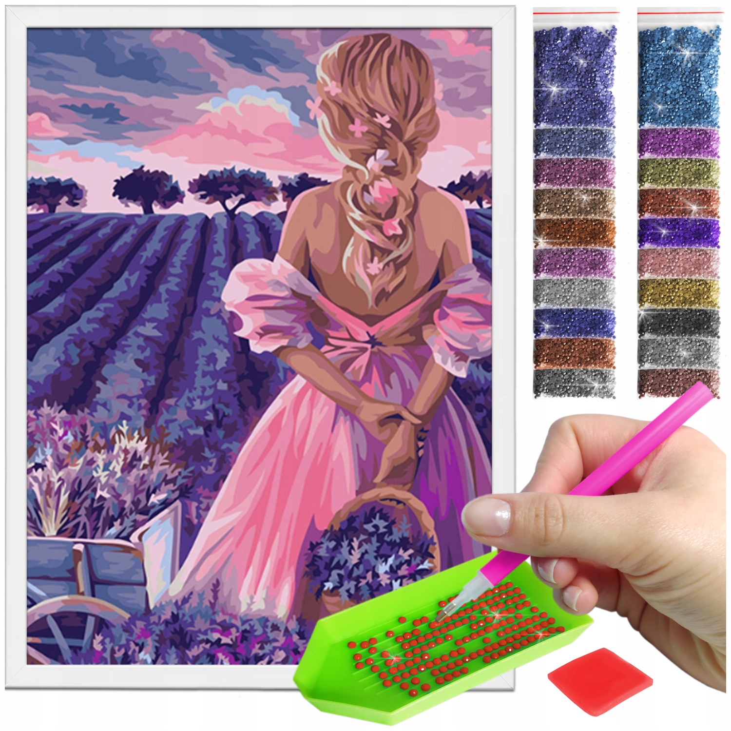 Zestaw: Diamond painting 30x40 (DP358) + biała ramka