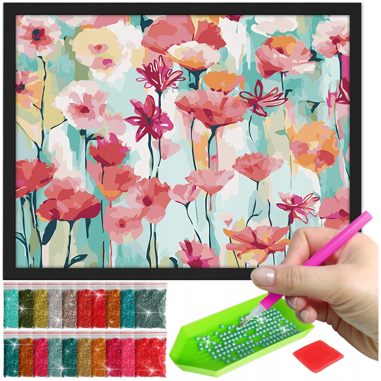 Zestaw: Diamond painting 30x40 (DP084)+ czarna ramka